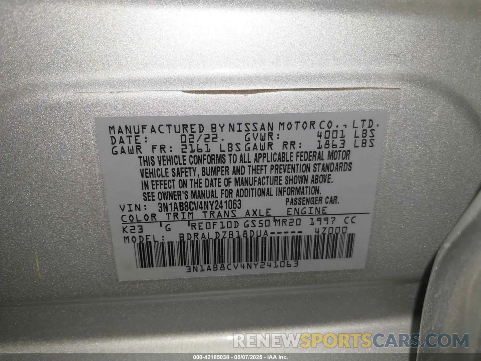 9 Photograph of a damaged car 3N1AB8CV4NY241063 NISSAN SENTRA 2022