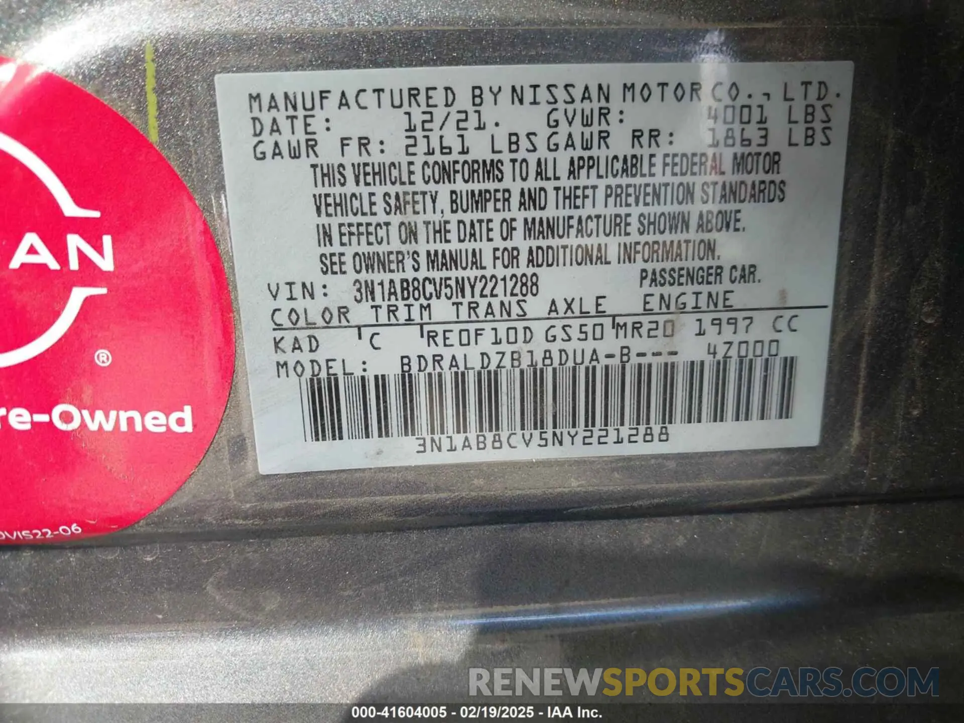 9 Photograph of a damaged car 3N1AB8CV5NY221288 NISSAN SENTRA 2022