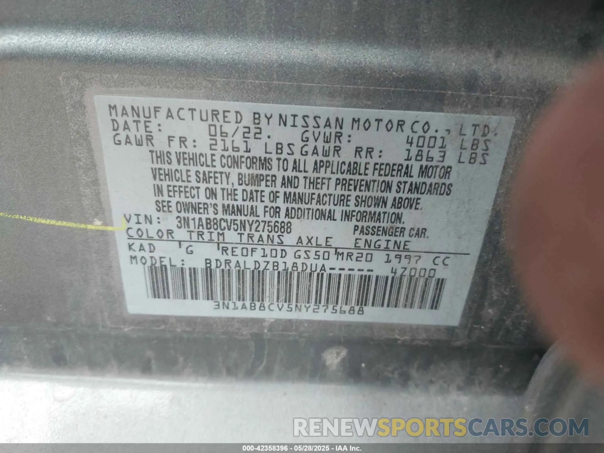 9 Photograph of a damaged car 3N1AB8CV5NY275688 NISSAN SENTRA 2022