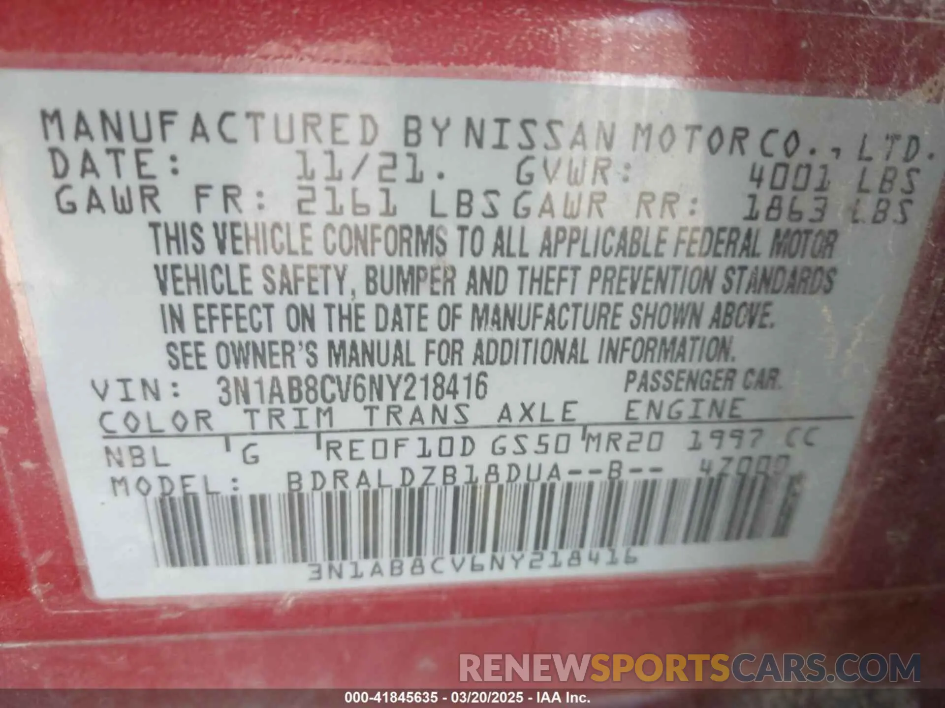 9 Photograph of a damaged car 3N1AB8CV6NY218416 NISSAN SENTRA 2022