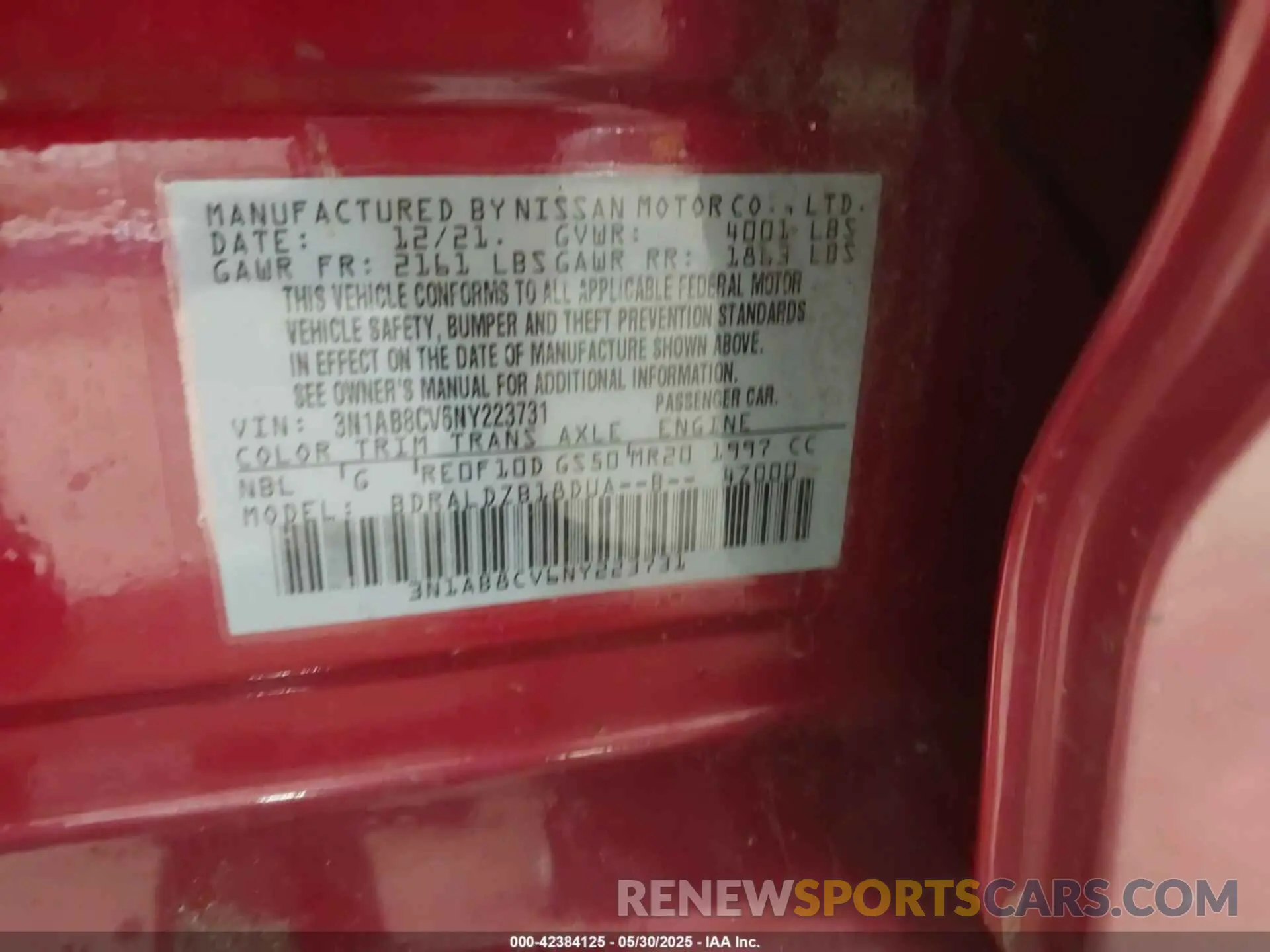 9 Photograph of a damaged car 3N1AB8CV6NY223731 NISSAN SENTRA 2022