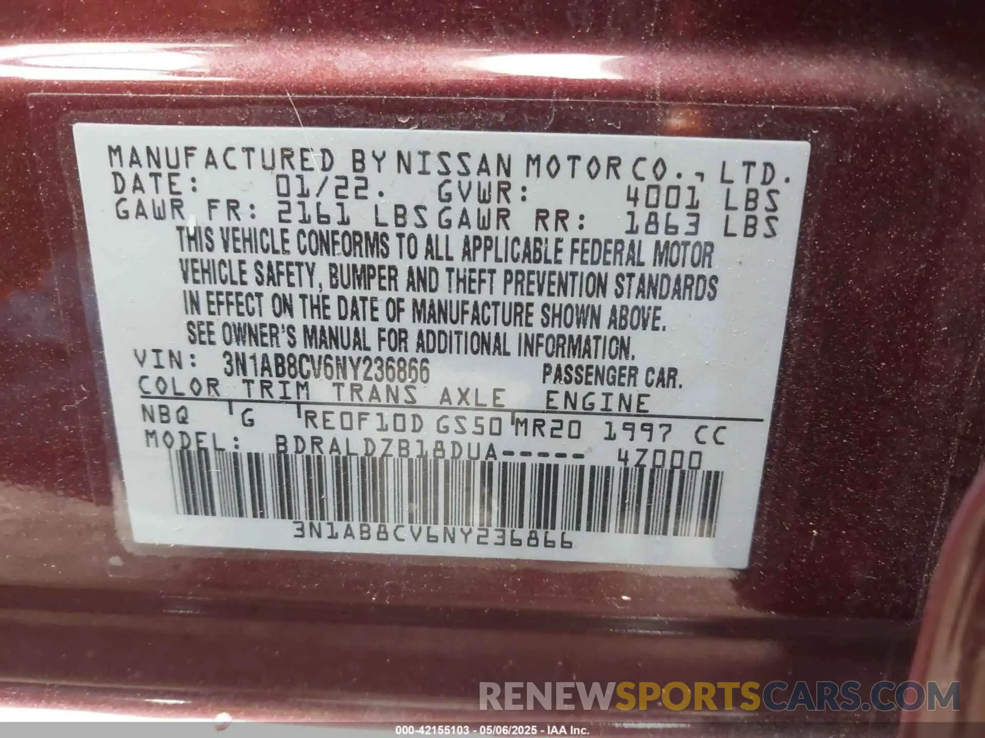 9 Photograph of a damaged car 3N1AB8CV6NY236866 NISSAN SENTRA 2022