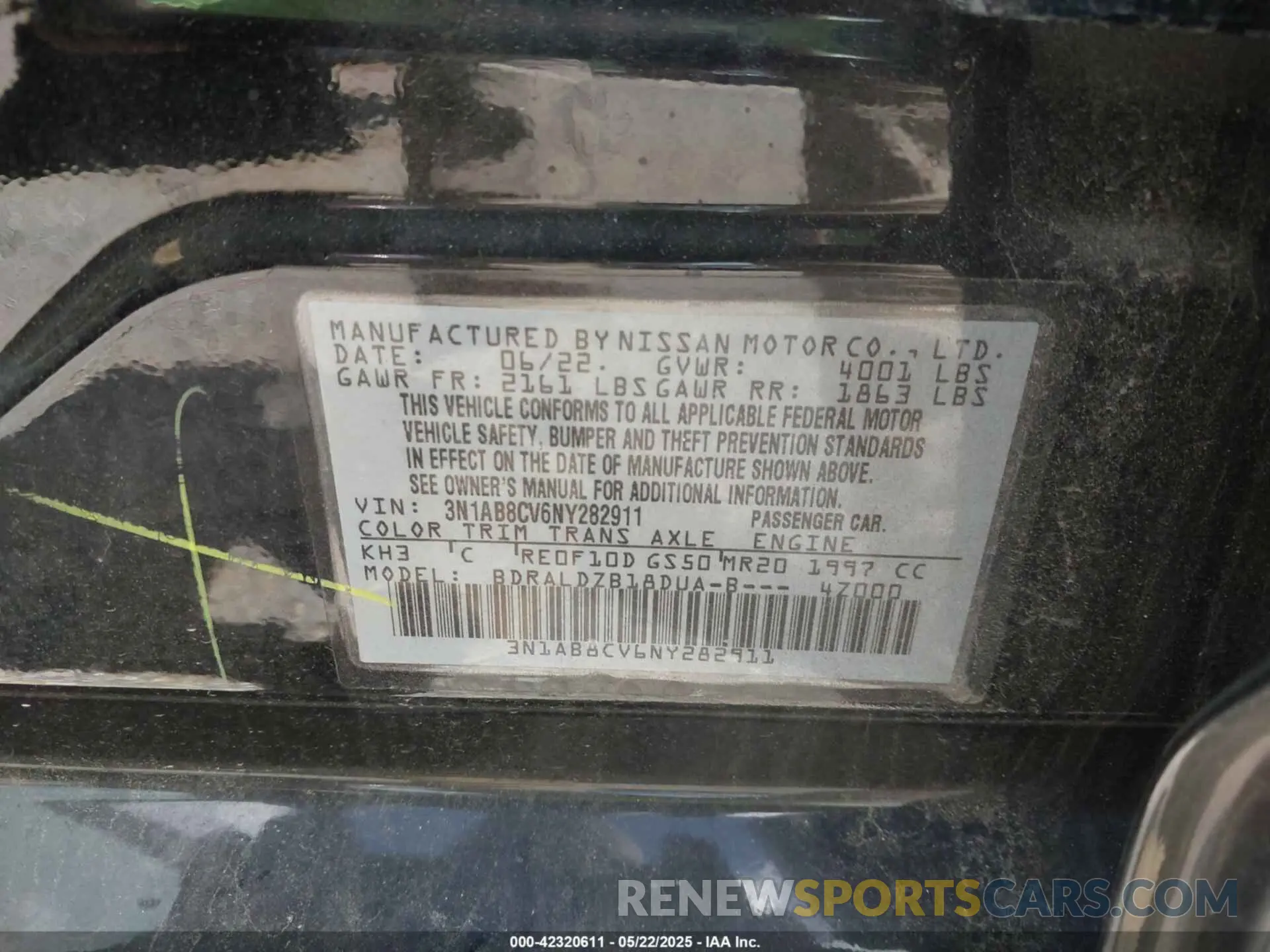9 Photograph of a damaged car 3N1AB8CV6NY282911 NISSAN SENTRA 2022