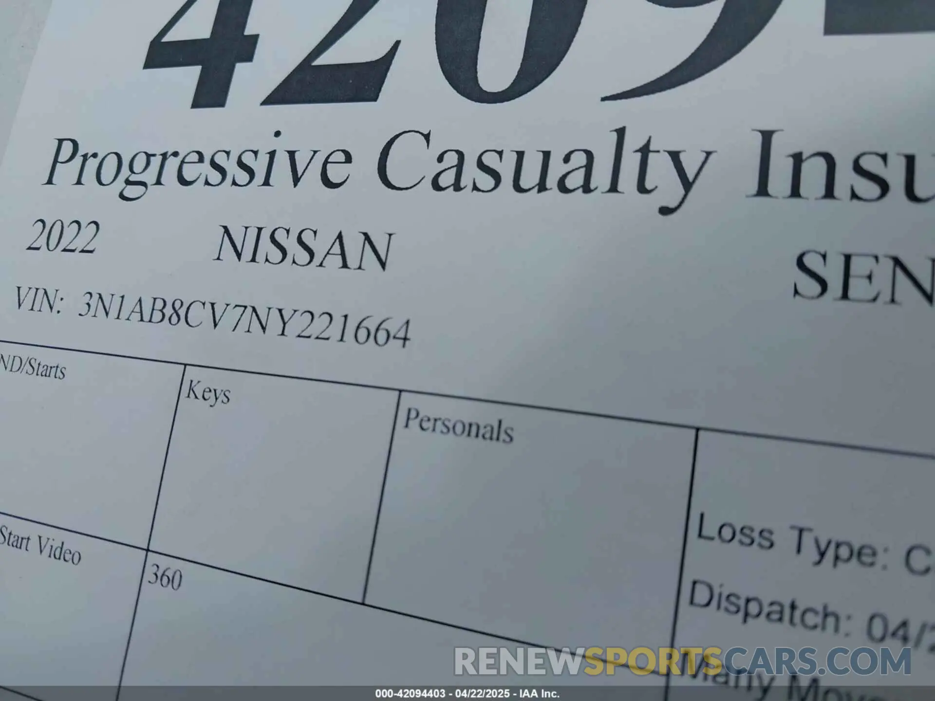 9 Photograph of a damaged car 3N1AB8CV7NY221664 NISSAN SENTRA 2022