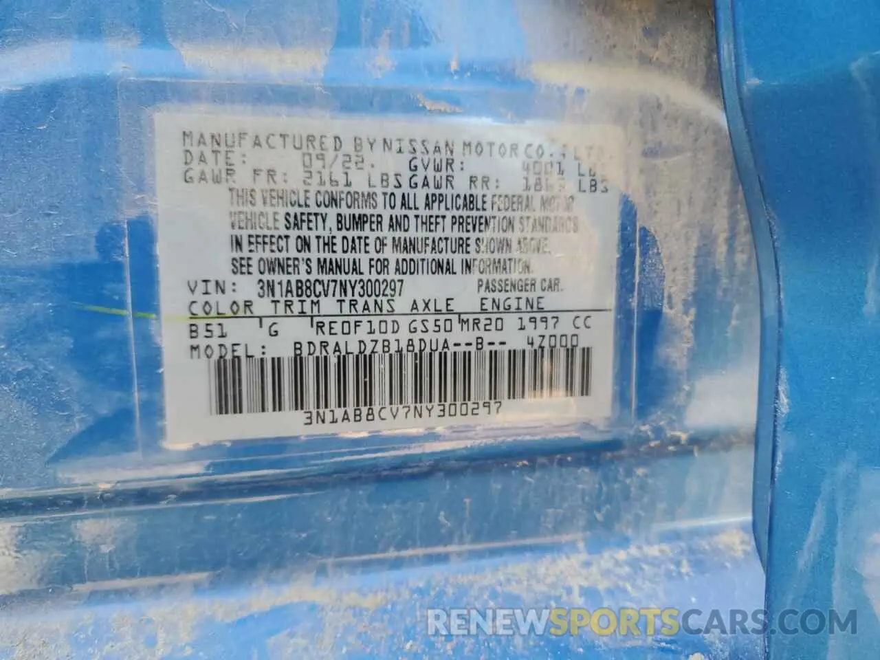 14 Photograph of a damaged car 3N1AB8CV7NY300297 NISSAN SENTRA 2022