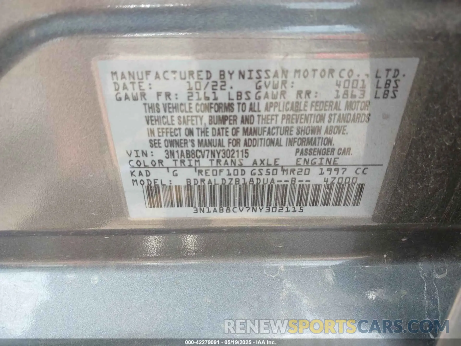 9 Photograph of a damaged car 3N1AB8CV7NY302115 NISSAN SENTRA 2022