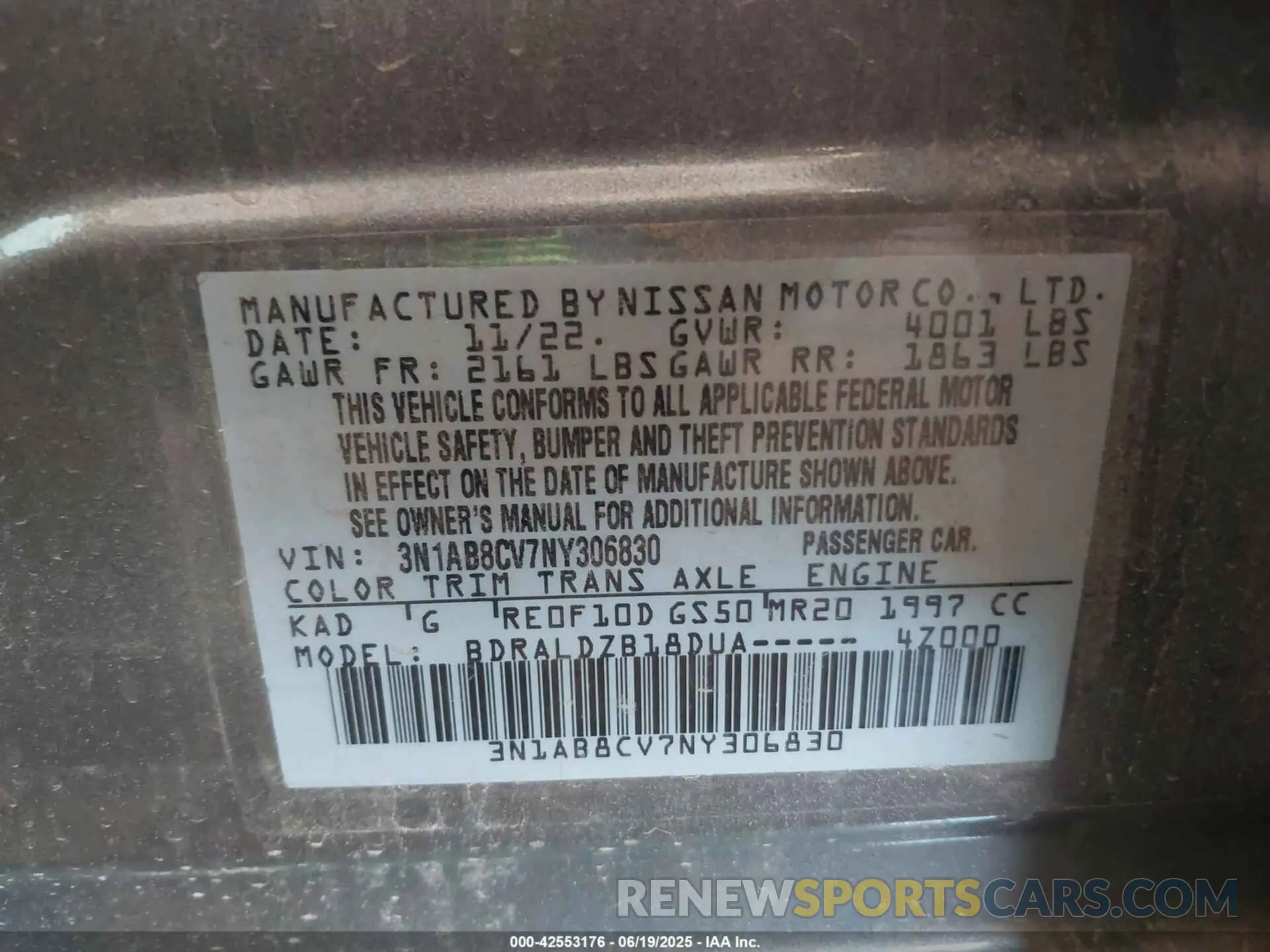 9 Photograph of a damaged car 3N1AB8CV7NY306830 NISSAN SENTRA 2022