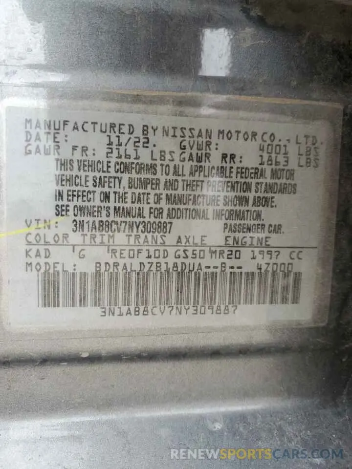 12 Photograph of a damaged car 3N1AB8CV7NY309887 NISSAN SENTRA 2022