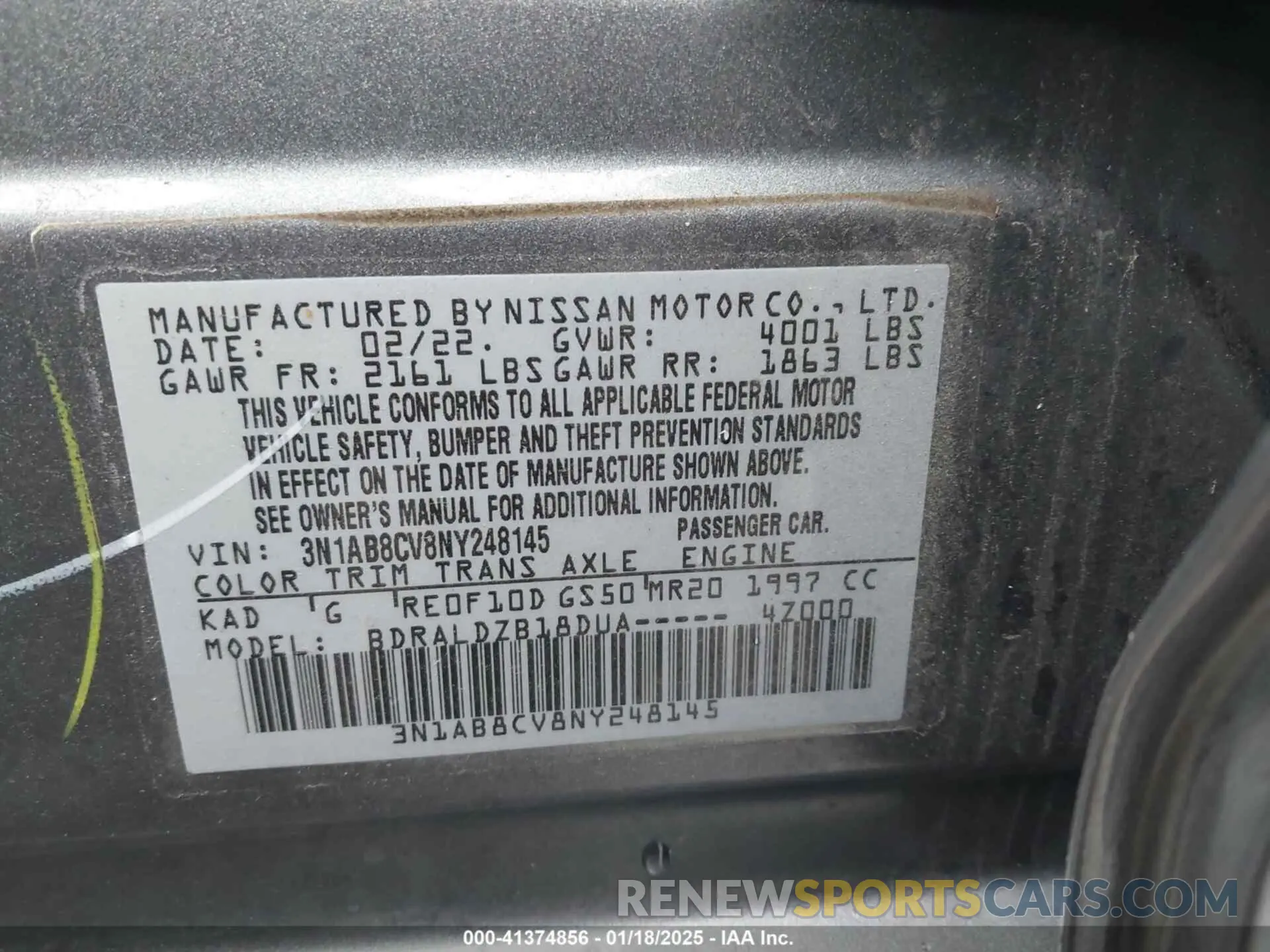 9 Photograph of a damaged car 3N1AB8CV8NY248145 NISSAN SENTRA 2022