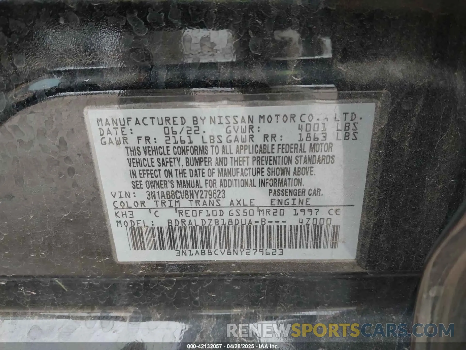 9 Photograph of a damaged car 3N1AB8CV8NY279623 NISSAN SENTRA 2022