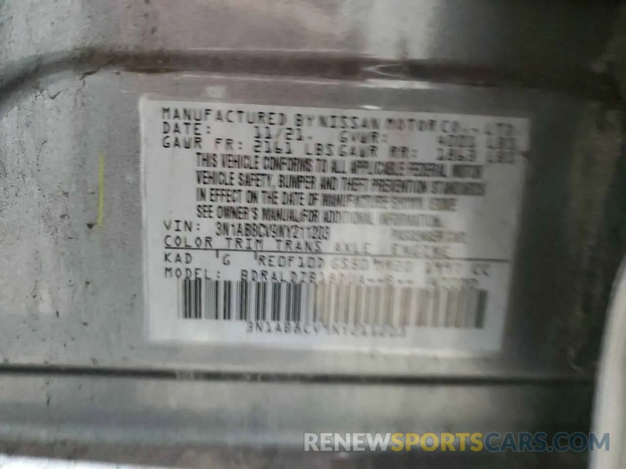 14 Photograph of a damaged car 3N1AB8CV9NY211203 NISSAN SENTRA 2022
