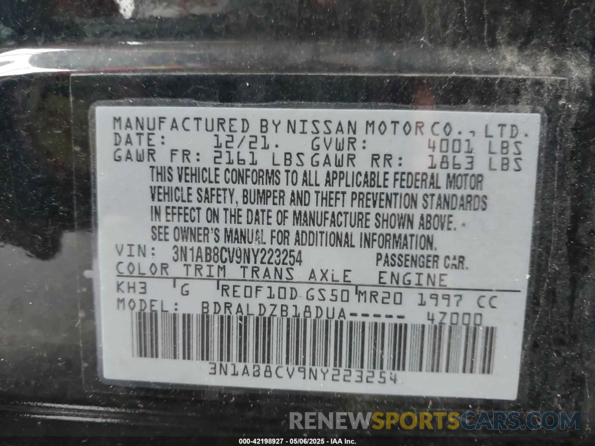 9 Photograph of a damaged car 3N1AB8CV9NY223254 NISSAN SENTRA 2022