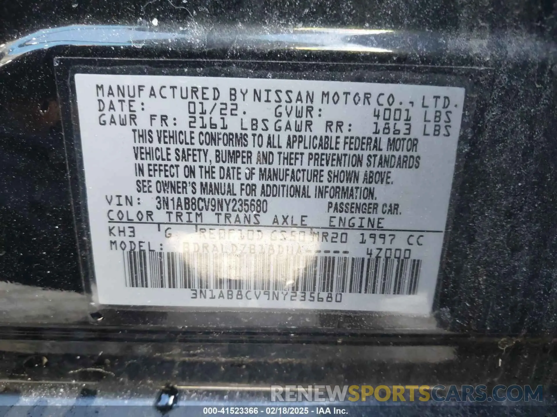 9 Photograph of a damaged car 3N1AB8CV9NY235680 NISSAN SENTRA 2022