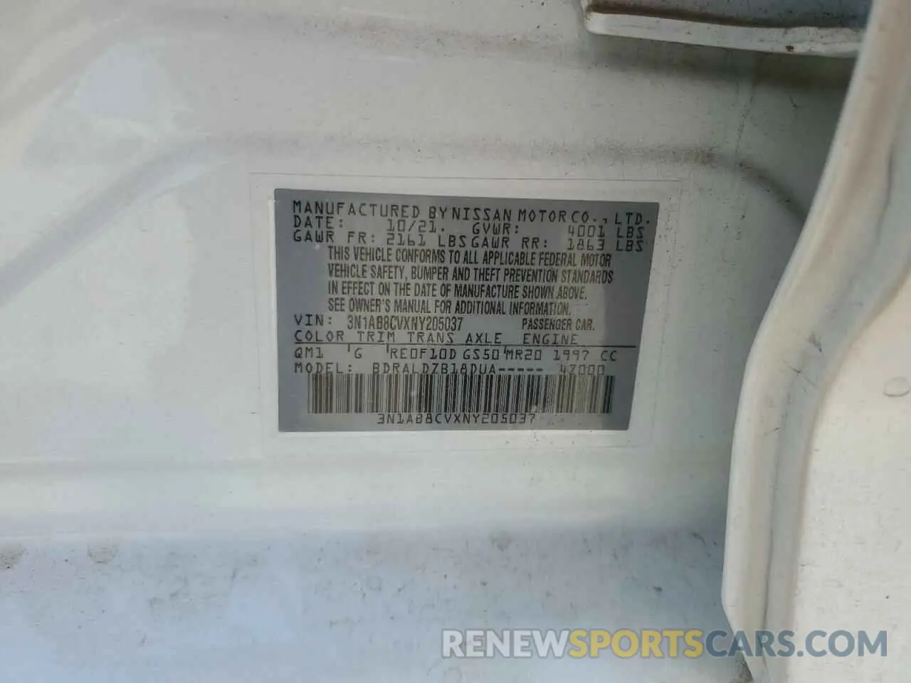14 Photograph of a damaged car 3N1AB8CVXNY205037 NISSAN SENTRA 2022