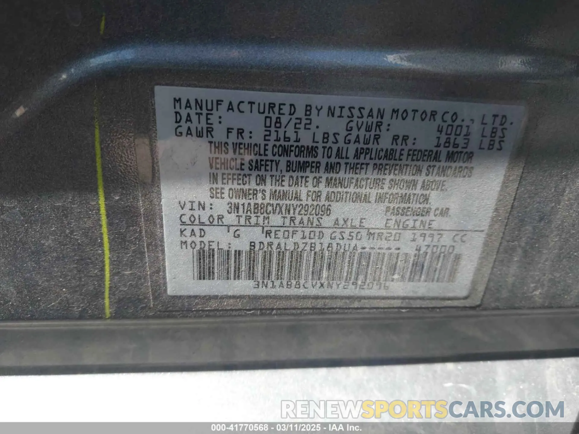 9 Photograph of a damaged car 3N1AB8CVXNY292096 NISSAN SENTRA 2022
