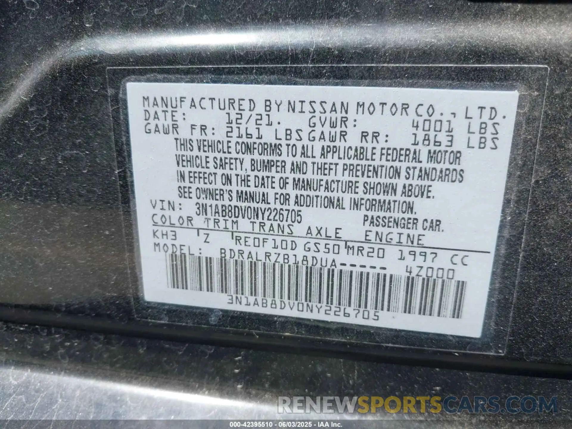 9 Photograph of a damaged car 3N1AB8DV0NY226705 NISSAN SENTRA 2022