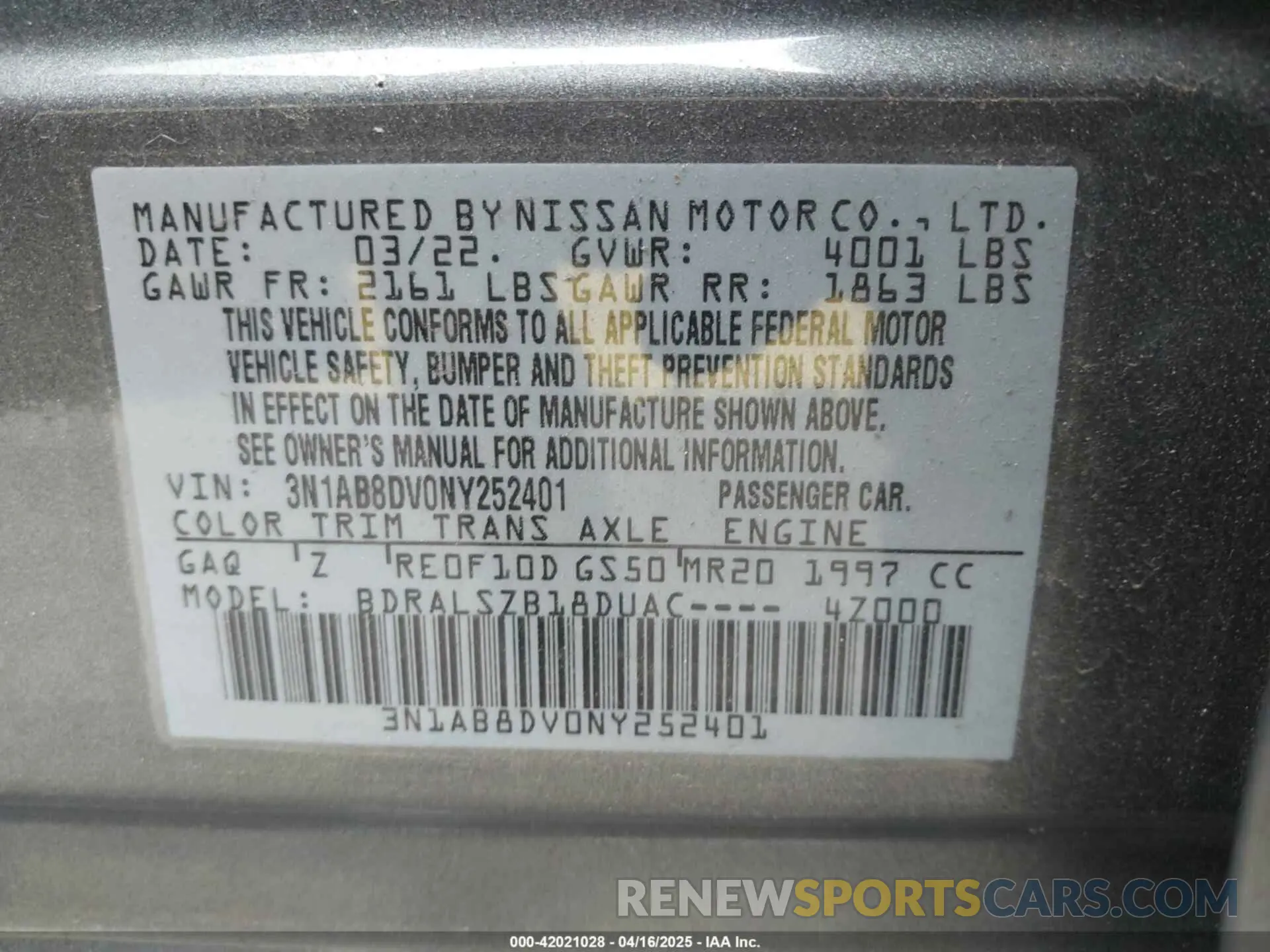 9 Photograph of a damaged car 3N1AB8DV0NY252401 NISSAN SENTRA 2022