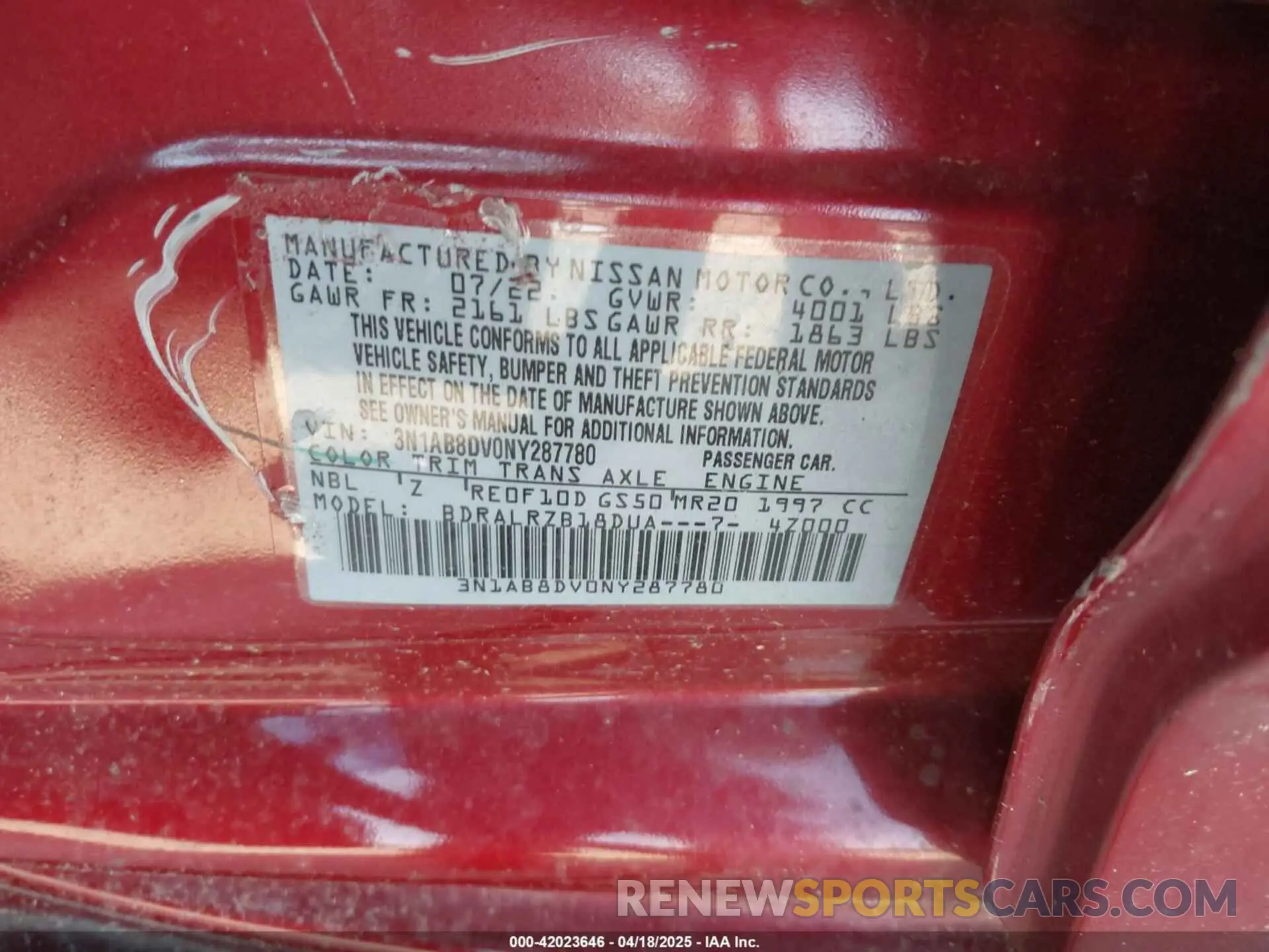 9 Photograph of a damaged car 3N1AB8DV0NY287780 NISSAN SENTRA 2022