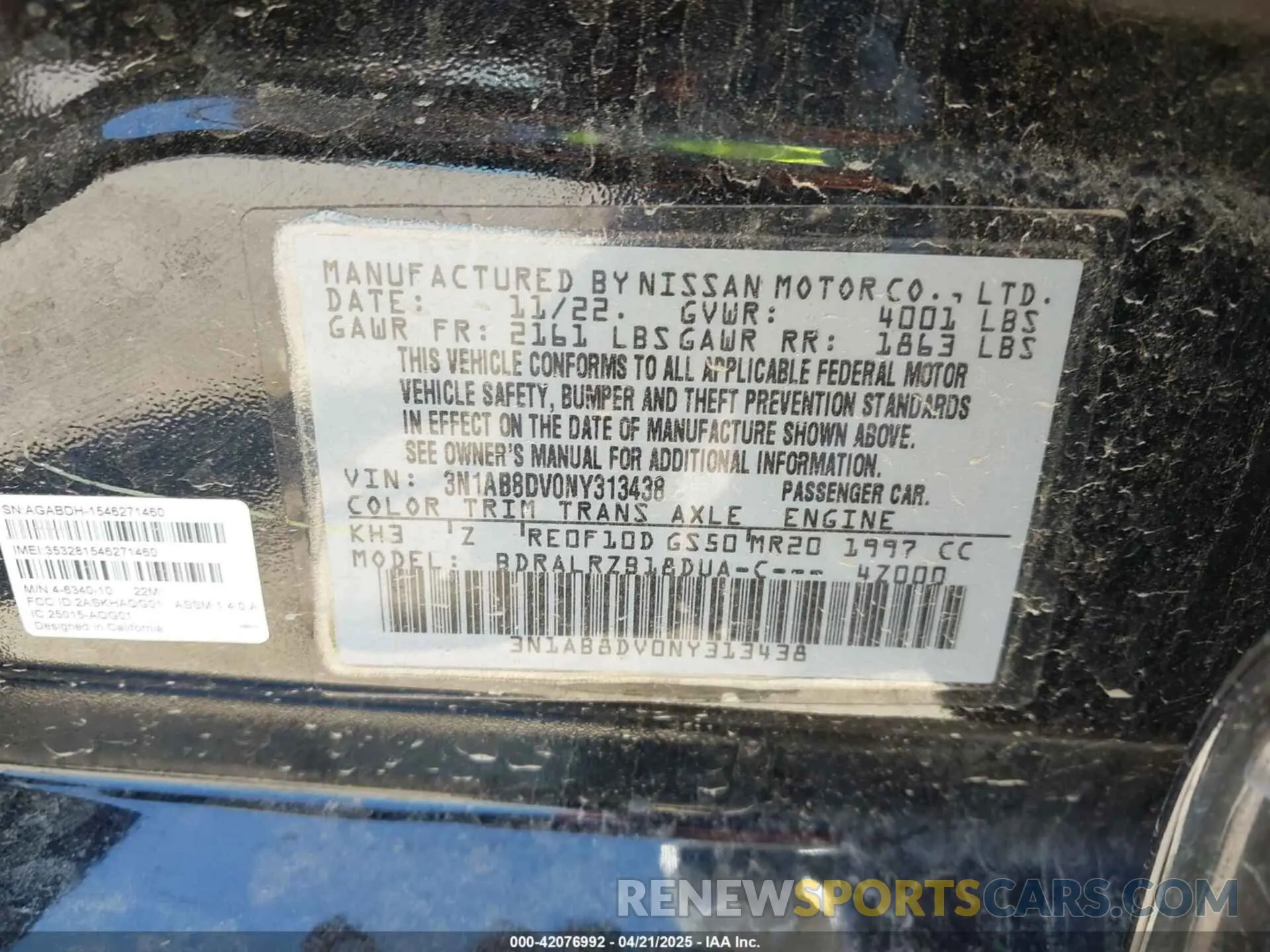 9 Photograph of a damaged car 3N1AB8DV0NY313438 NISSAN SENTRA 2022