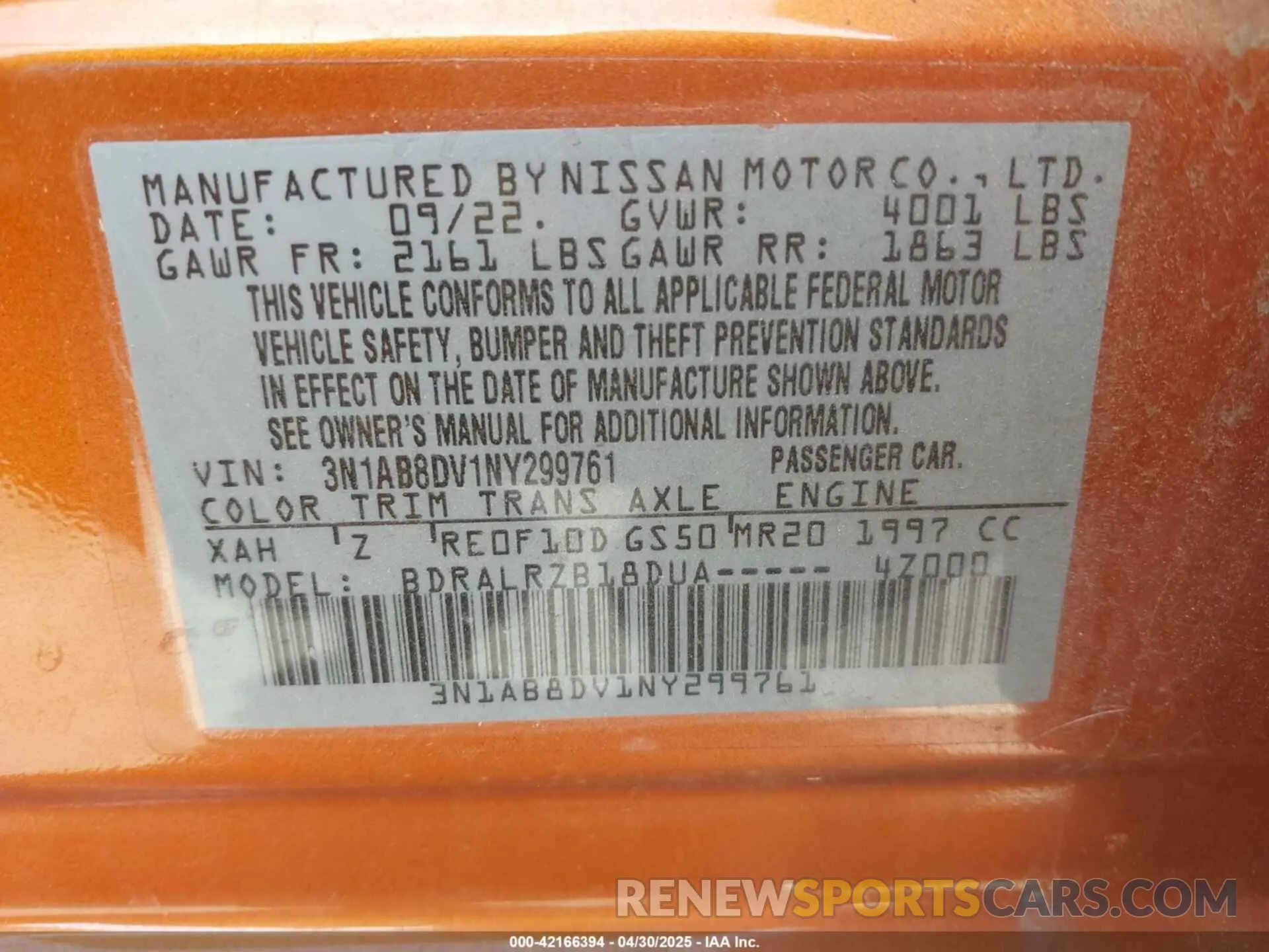 9 Photograph of a damaged car 3N1AB8DV1NY299761 NISSAN SENTRA 2022