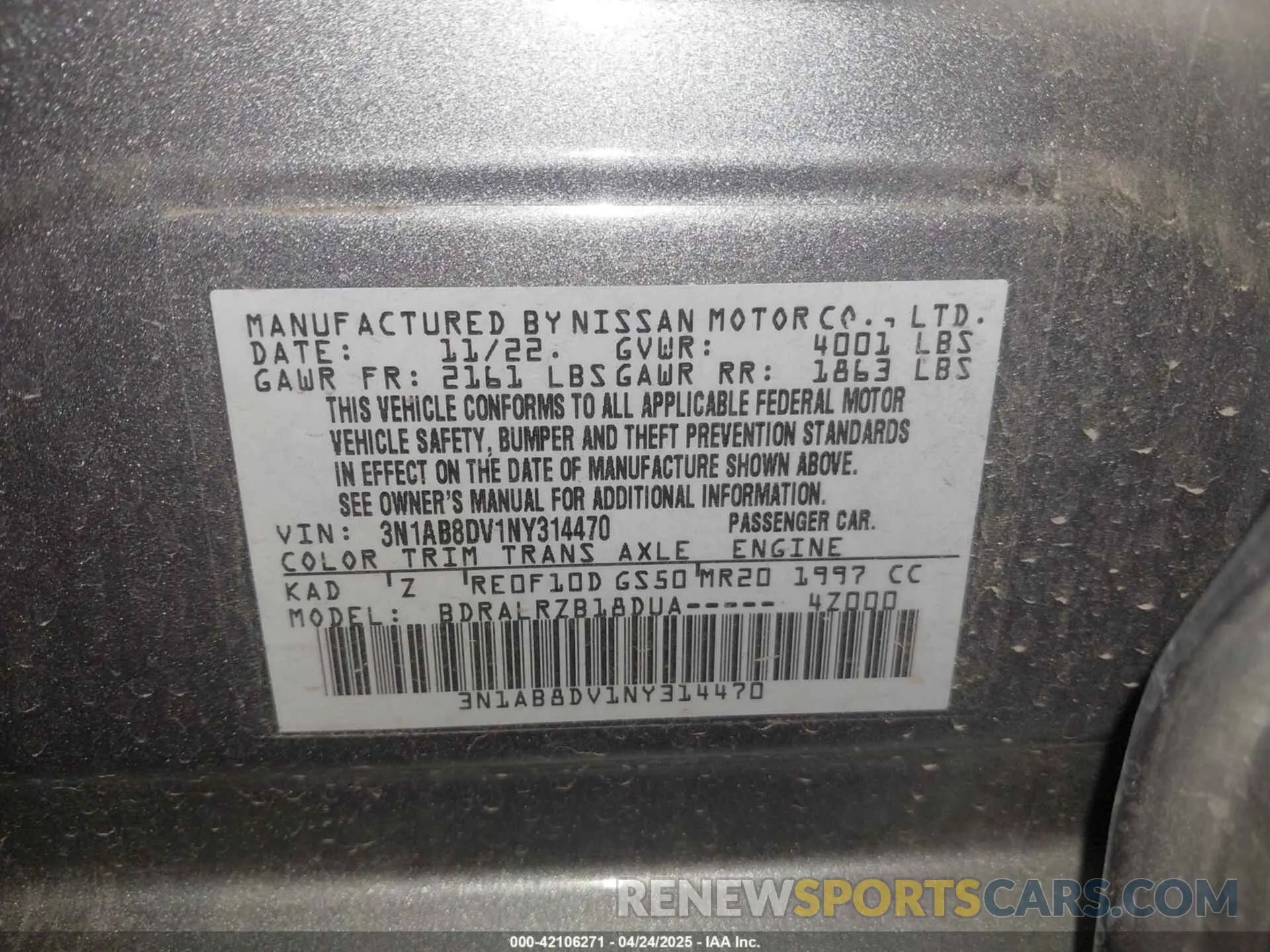 9 Photograph of a damaged car 3N1AB8DV1NY314470 NISSAN SENTRA 2022