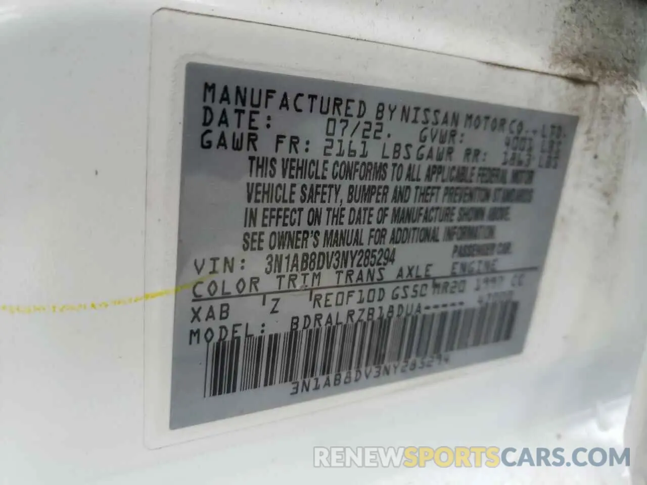 15 Photograph of a damaged car 3N1AB8DV3NY285294 NISSAN SENTRA 2022