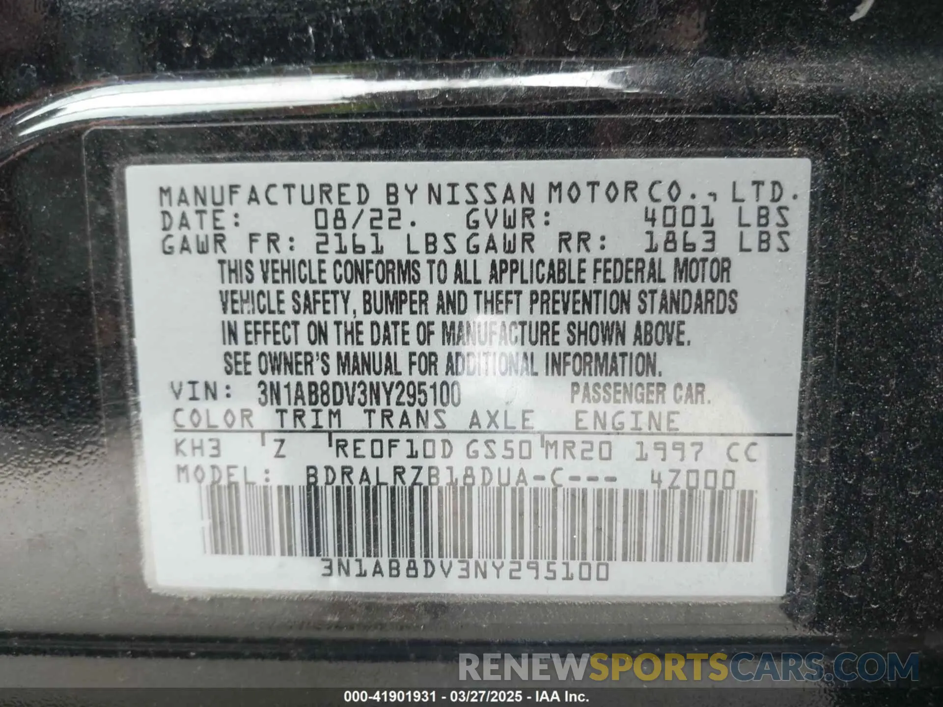 9 Photograph of a damaged car 3N1AB8DV3NY295100 NISSAN SENTRA 2022