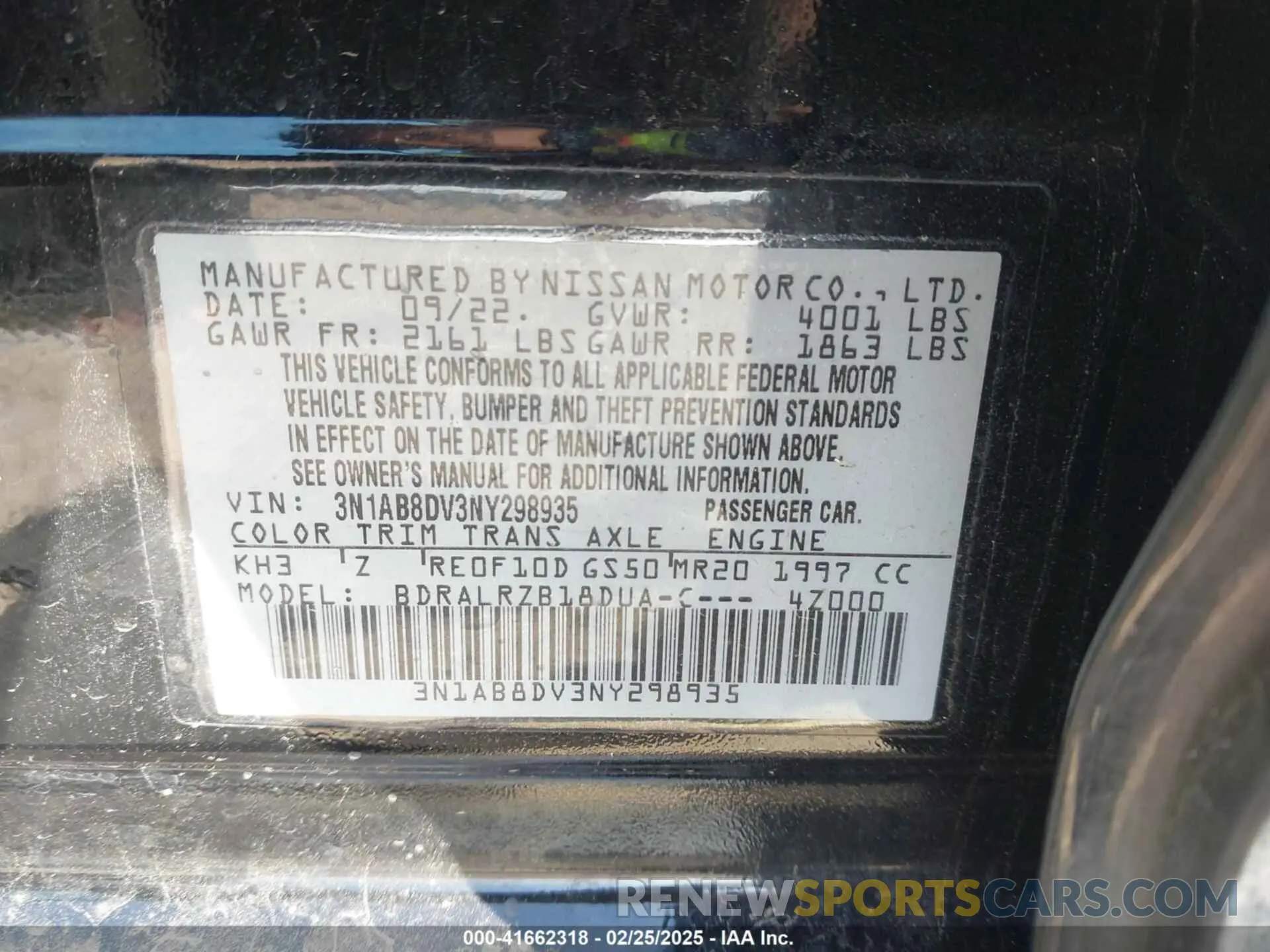 9 Photograph of a damaged car 3N1AB8DV3NY298935 NISSAN SENTRA 2022