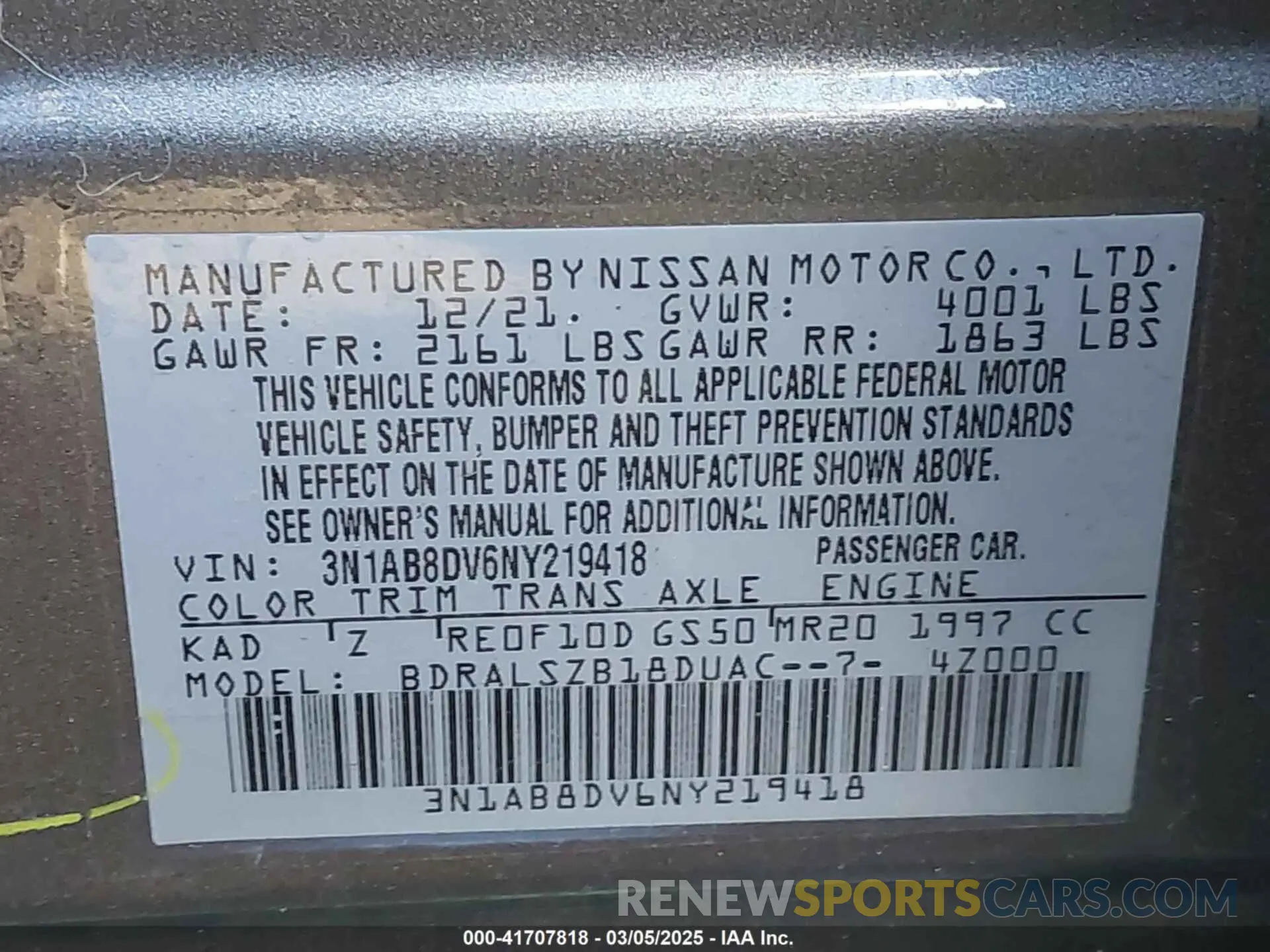 9 Photograph of a damaged car 3N1AB8DV6NY219418 NISSAN SENTRA 2022