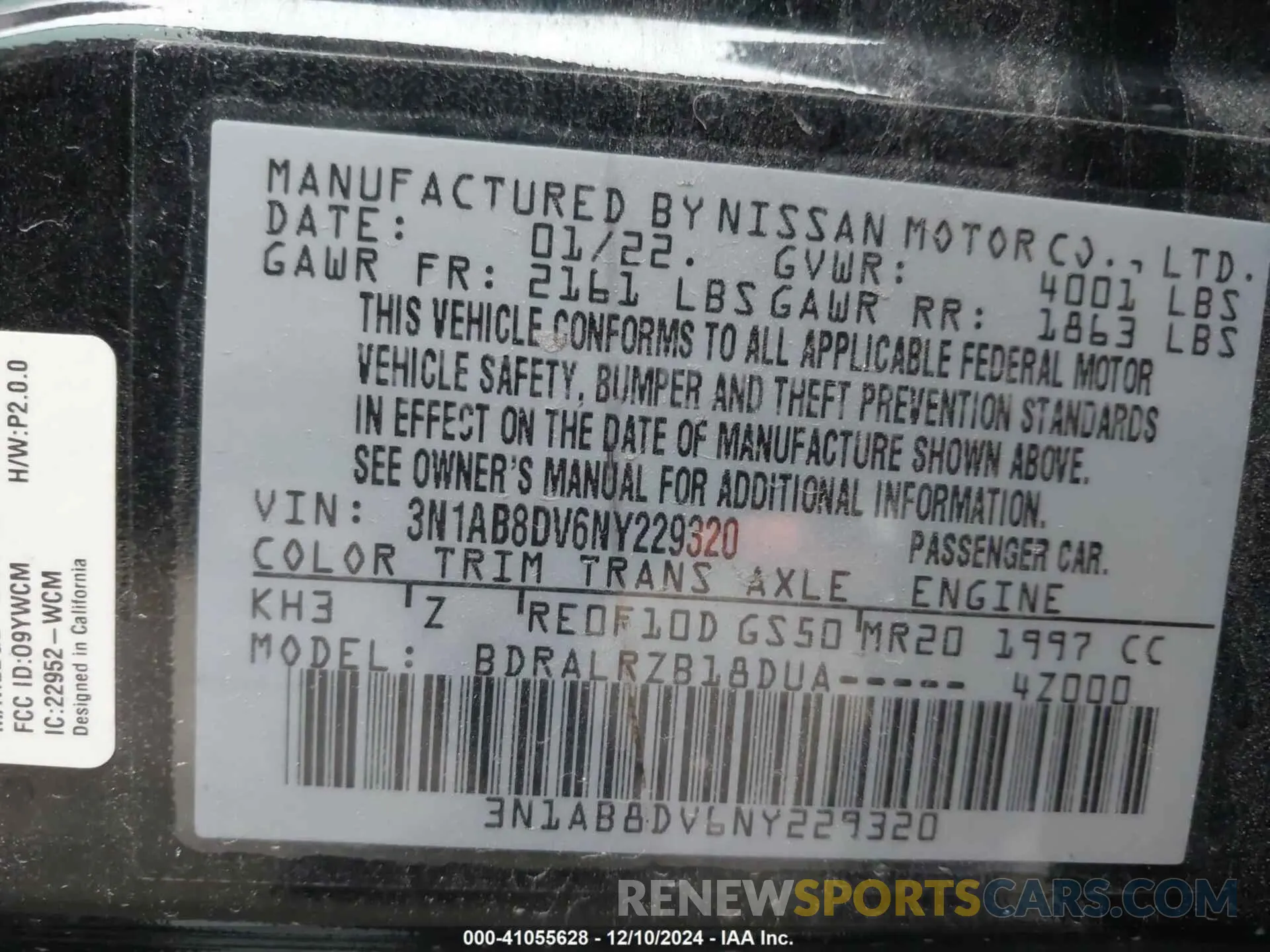 9 Photograph of a damaged car 3N1AB8DV6NY229320 NISSAN SENTRA 2022