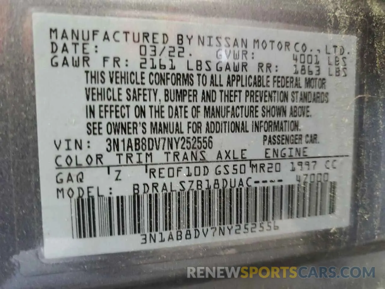 12 Photograph of a damaged car 3N1AB8DV7NY252556 NISSAN SENTRA 2022