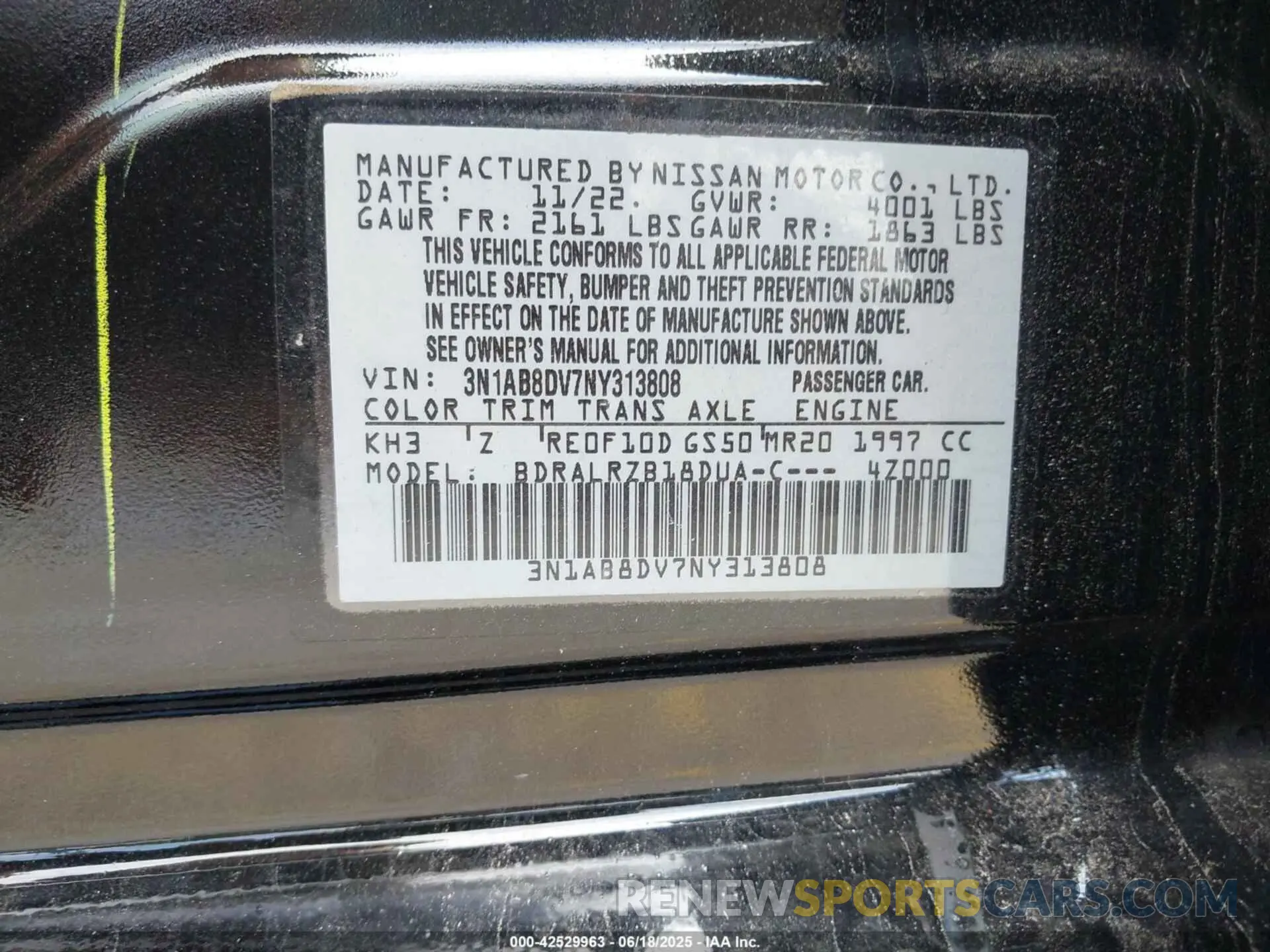 9 Photograph of a damaged car 3N1AB8DV7NY313808 NISSAN SENTRA 2022