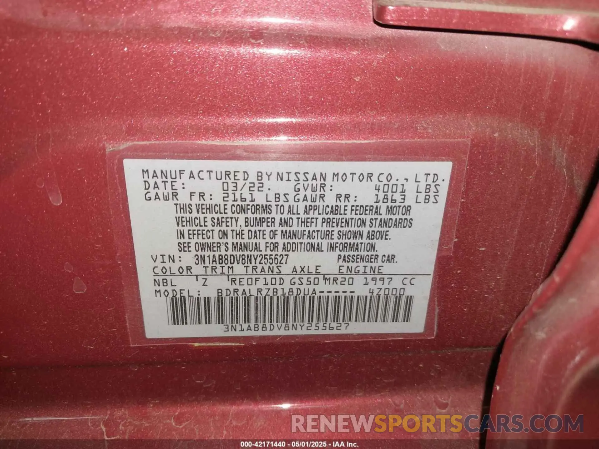 9 Photograph of a damaged car 3N1AB8DV8NY255627 NISSAN SENTRA 2022