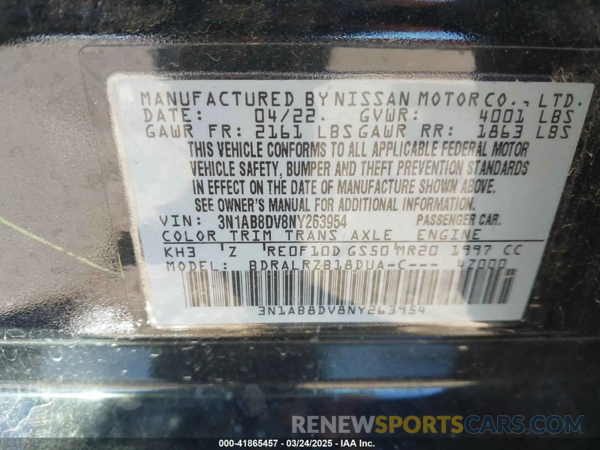 9 Photograph of a damaged car 3N1AB8DV8NY263954 NISSAN SENTRA 2022