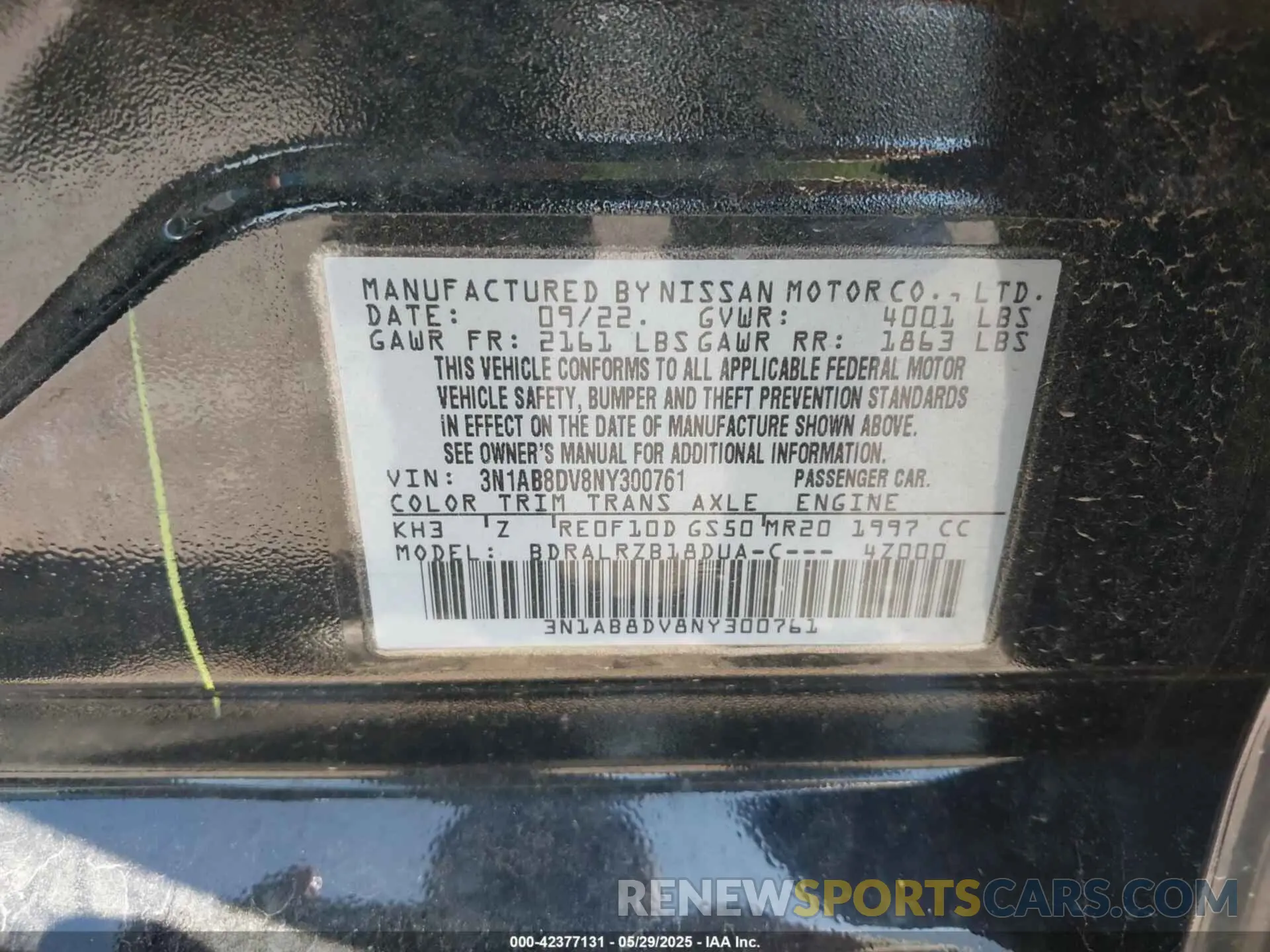 9 Photograph of a damaged car 3N1AB8DV8NY300761 NISSAN SENTRA 2022