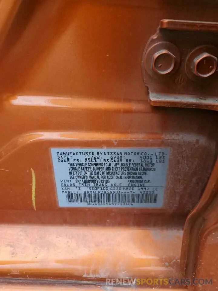 12 Photograph of a damaged car 3N1AB8DV8NY313106 NISSAN SENTRA 2022