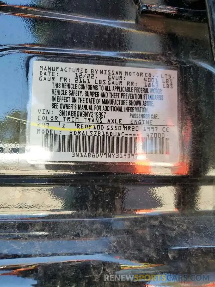 14 Photograph of a damaged car 3N1AB8DV9NY319397 NISSAN SENTRA 2022