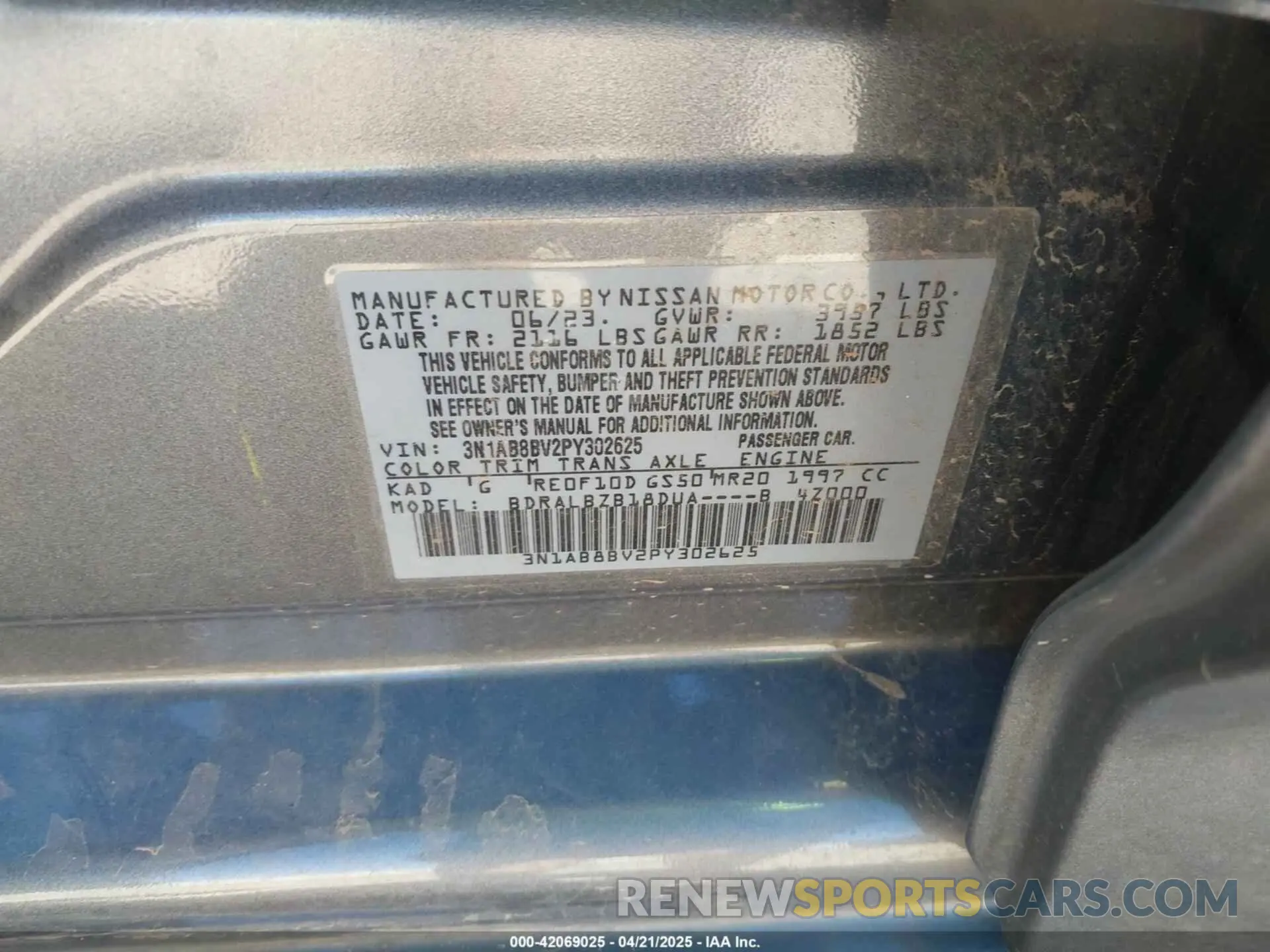 9 Photograph of a damaged car 3N1AB8BV2PY302625 NISSAN SENTRA 2023
