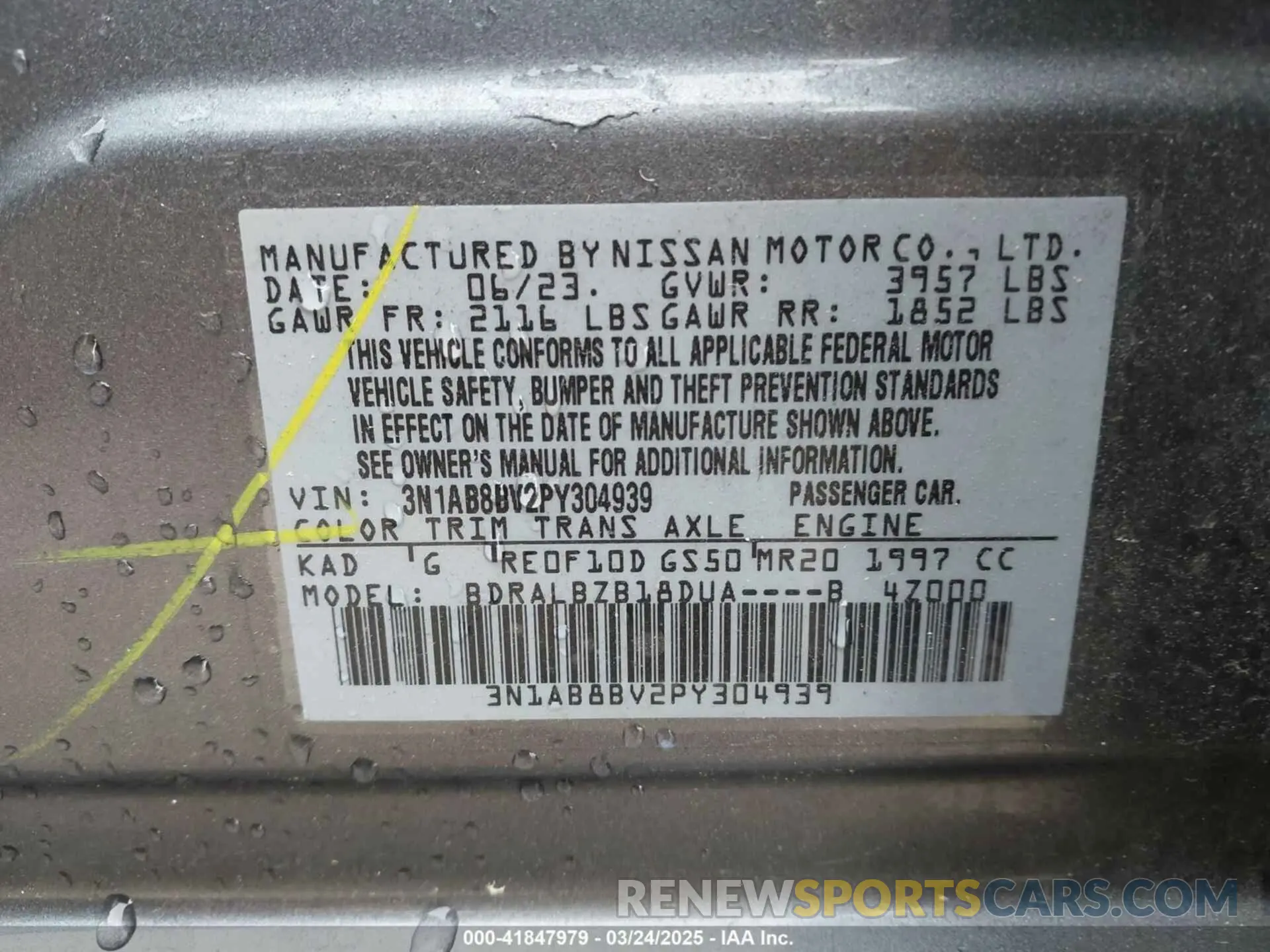 9 Photograph of a damaged car 3N1AB8BV2PY304939 NISSAN SENTRA 2023