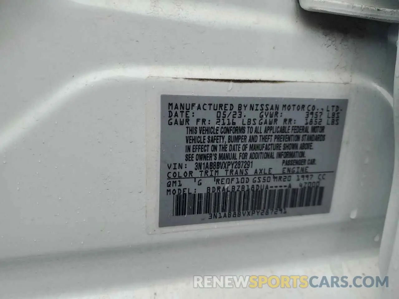 12 Photograph of a damaged car 3N1AB8BVXPY287291 NISSAN SENTRA 2023