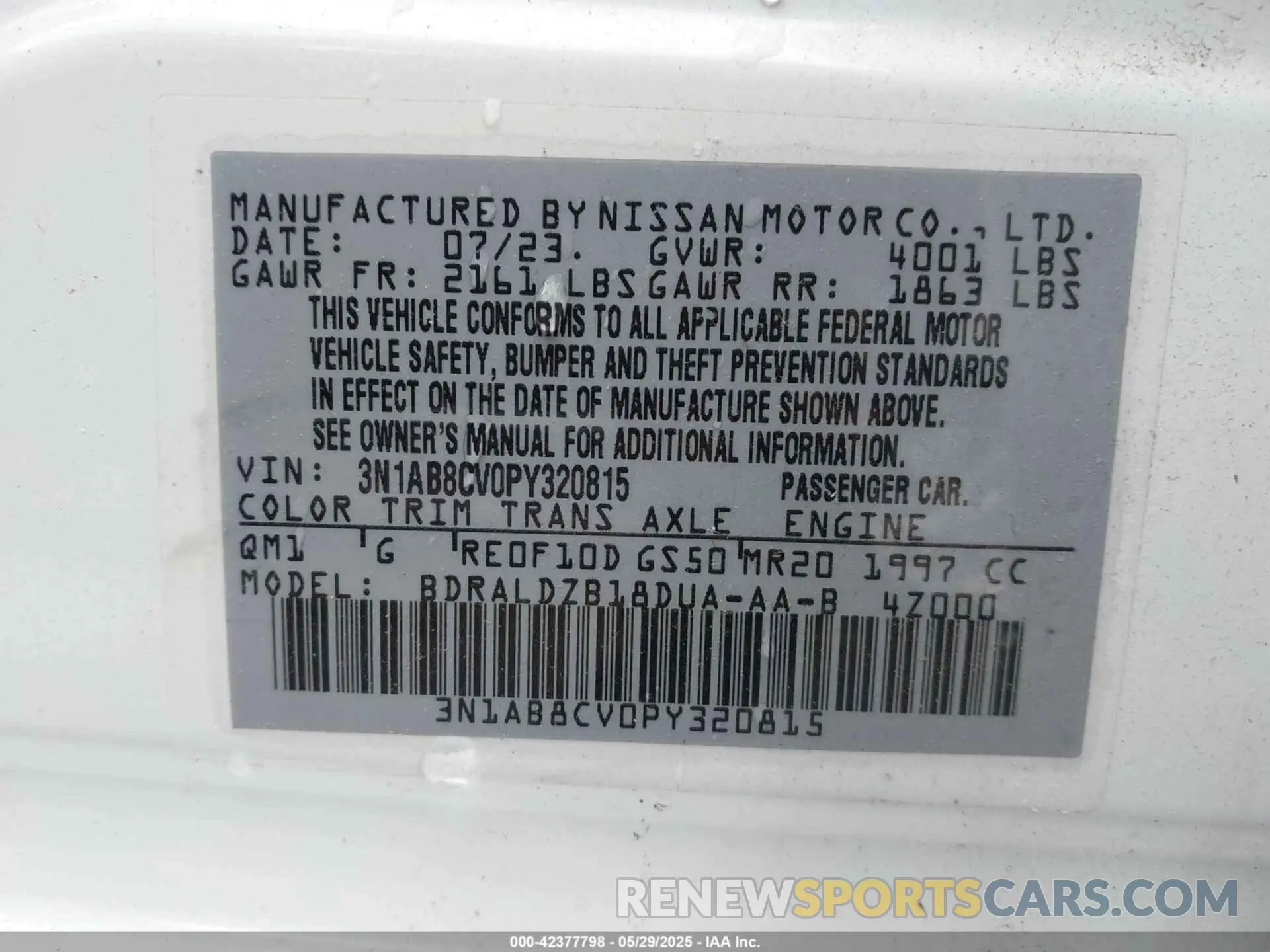 9 Photograph of a damaged car 3N1AB8CV0PY320815 NISSAN SENTRA 2023