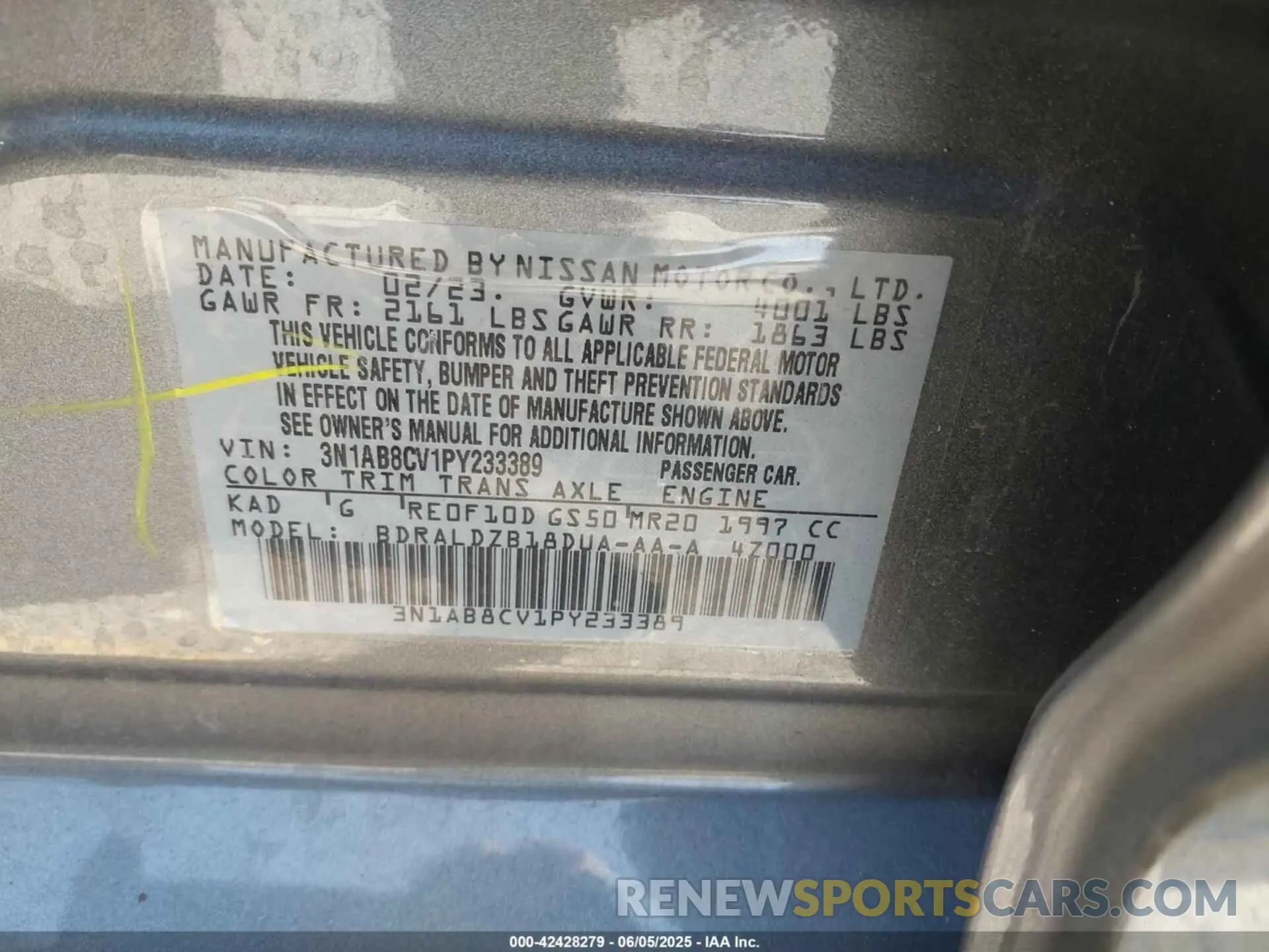 9 Photograph of a damaged car 3N1AB8CV1PY233389 NISSAN SENTRA 2023