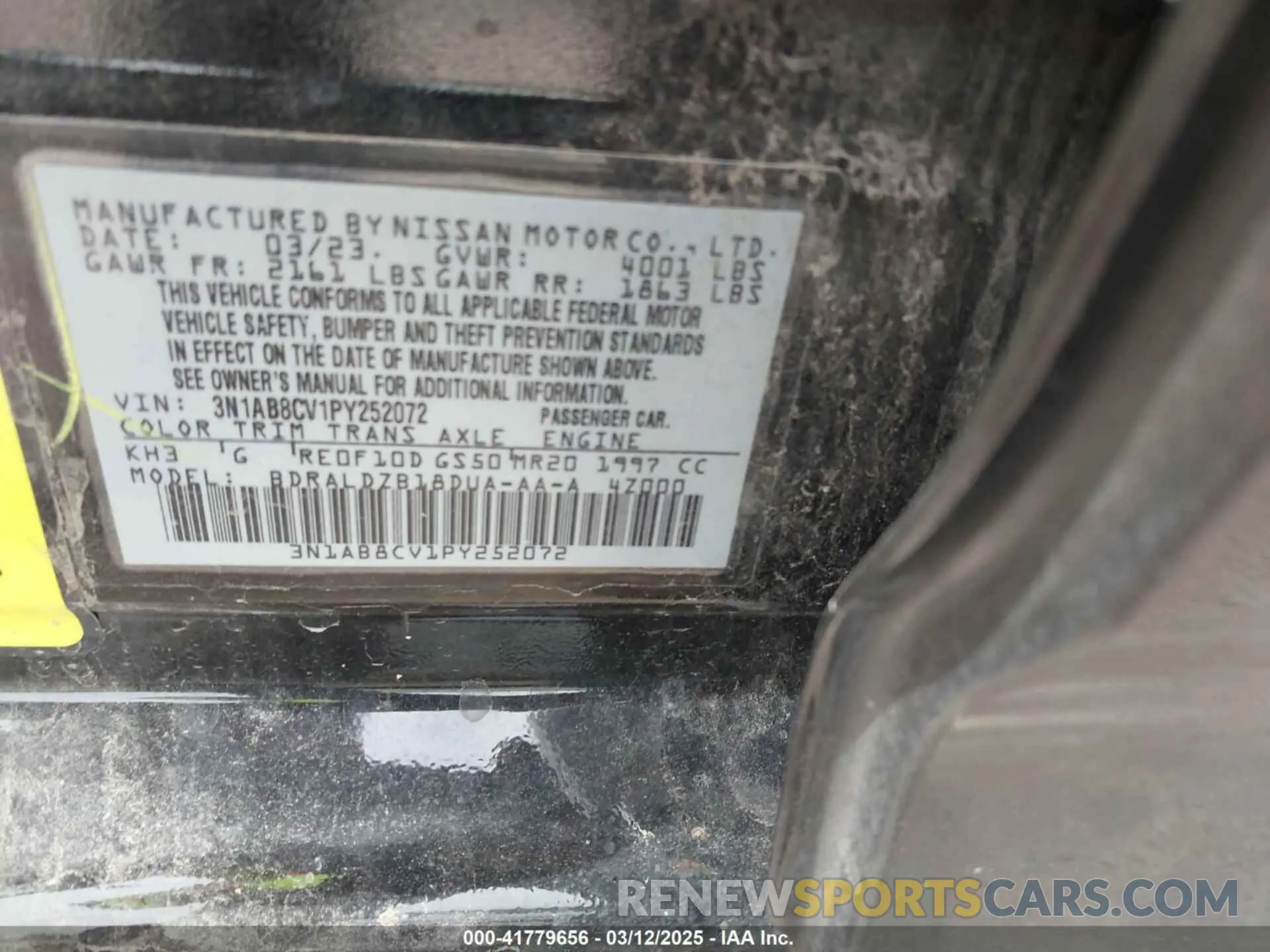 9 Photograph of a damaged car 3N1AB8CV1PY252072 NISSAN SENTRA 2023