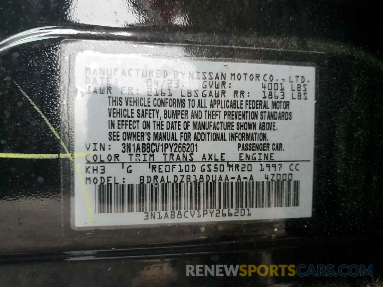 12 Photograph of a damaged car 3N1AB8CV1PY266201 NISSAN SENTRA 2023