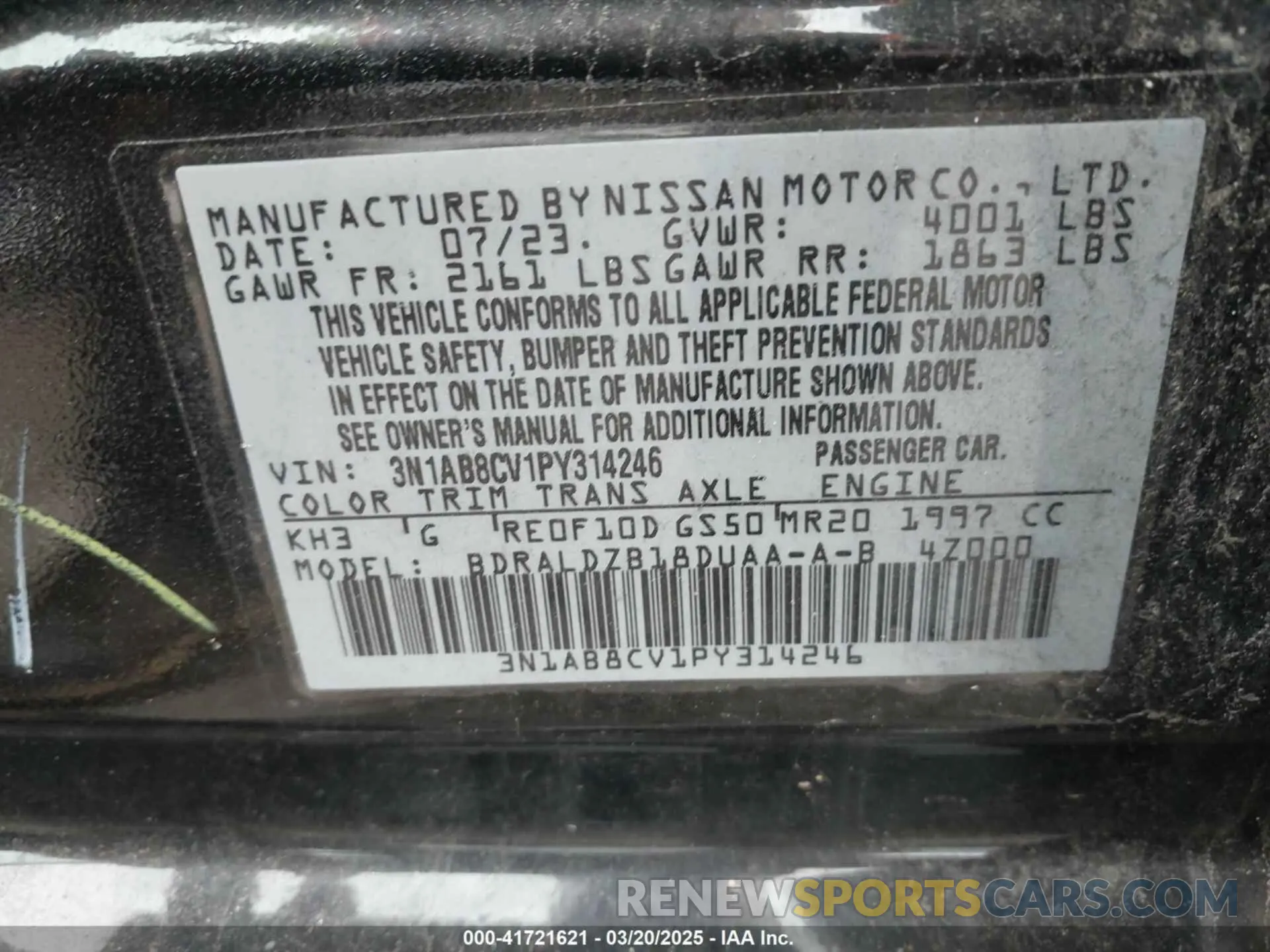 9 Photograph of a damaged car 3N1AB8CV1PY314246 NISSAN SENTRA 2023