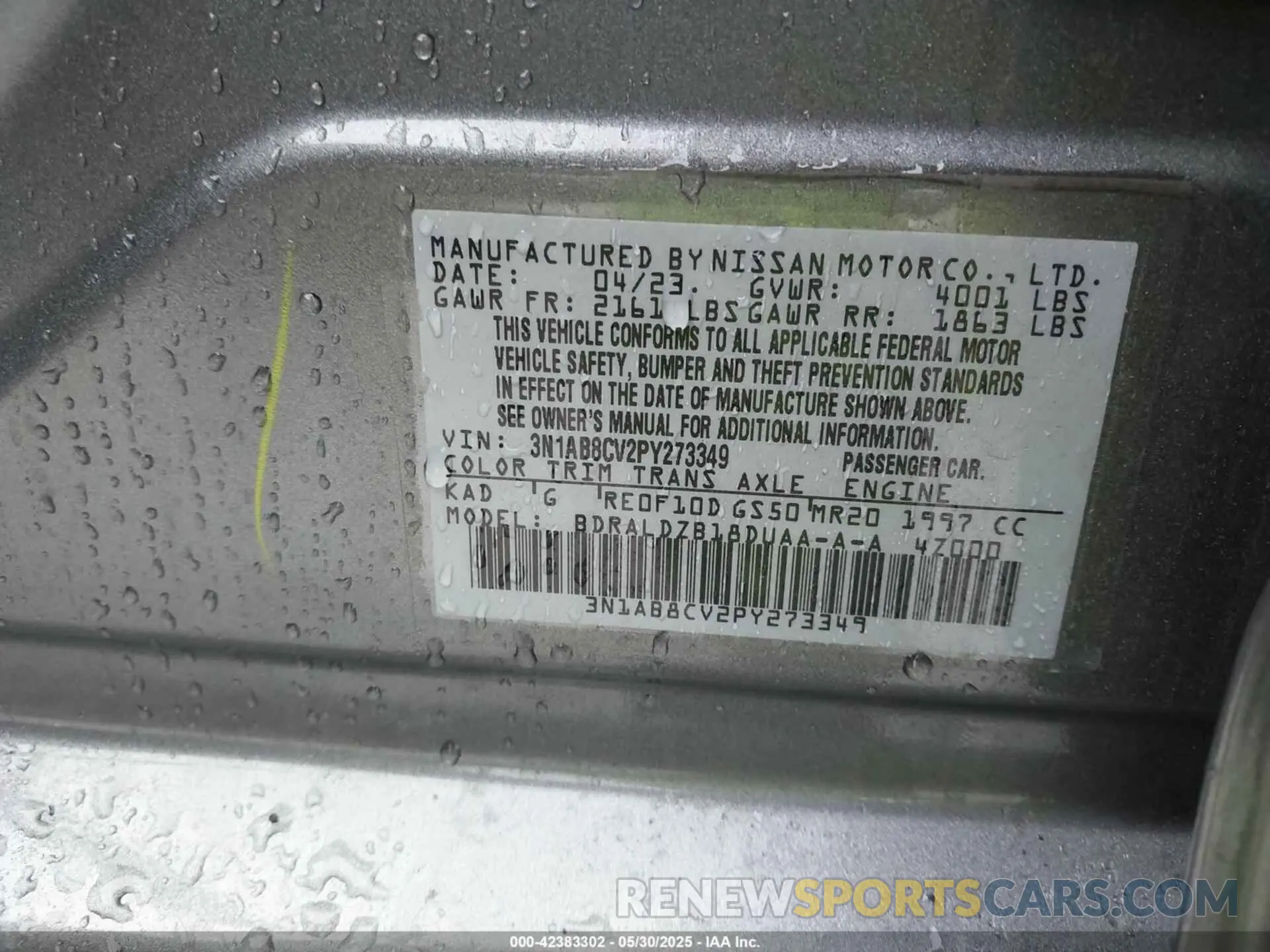 9 Photograph of a damaged car 3N1AB8CV2PY273349 NISSAN SENTRA 2023