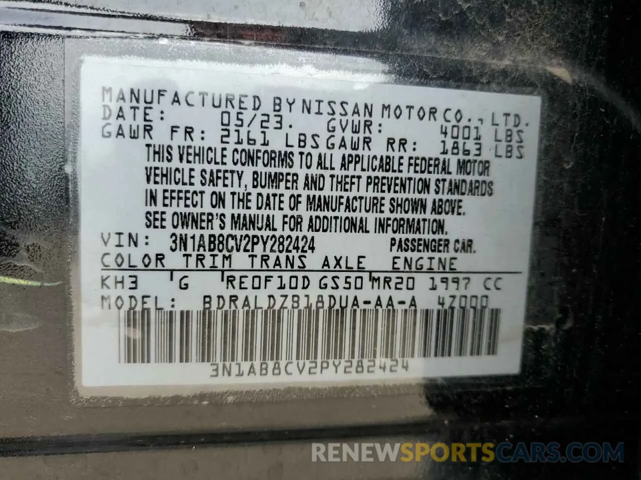 12 Photograph of a damaged car 3N1AB8CV2PY282424 NISSAN SENTRA 2023