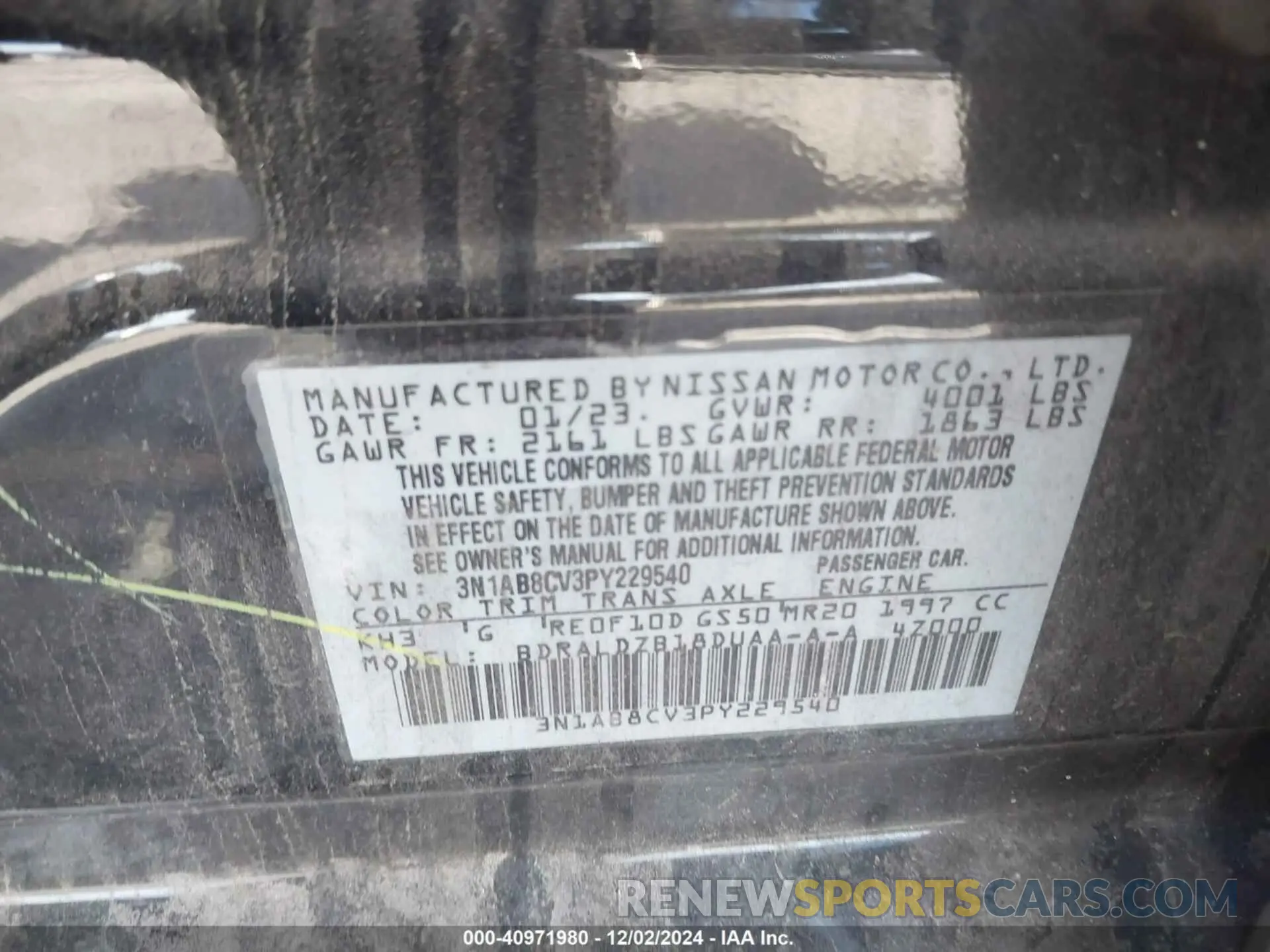 9 Photograph of a damaged car 3N1AB8CV3PY229540 NISSAN SENTRA 2023