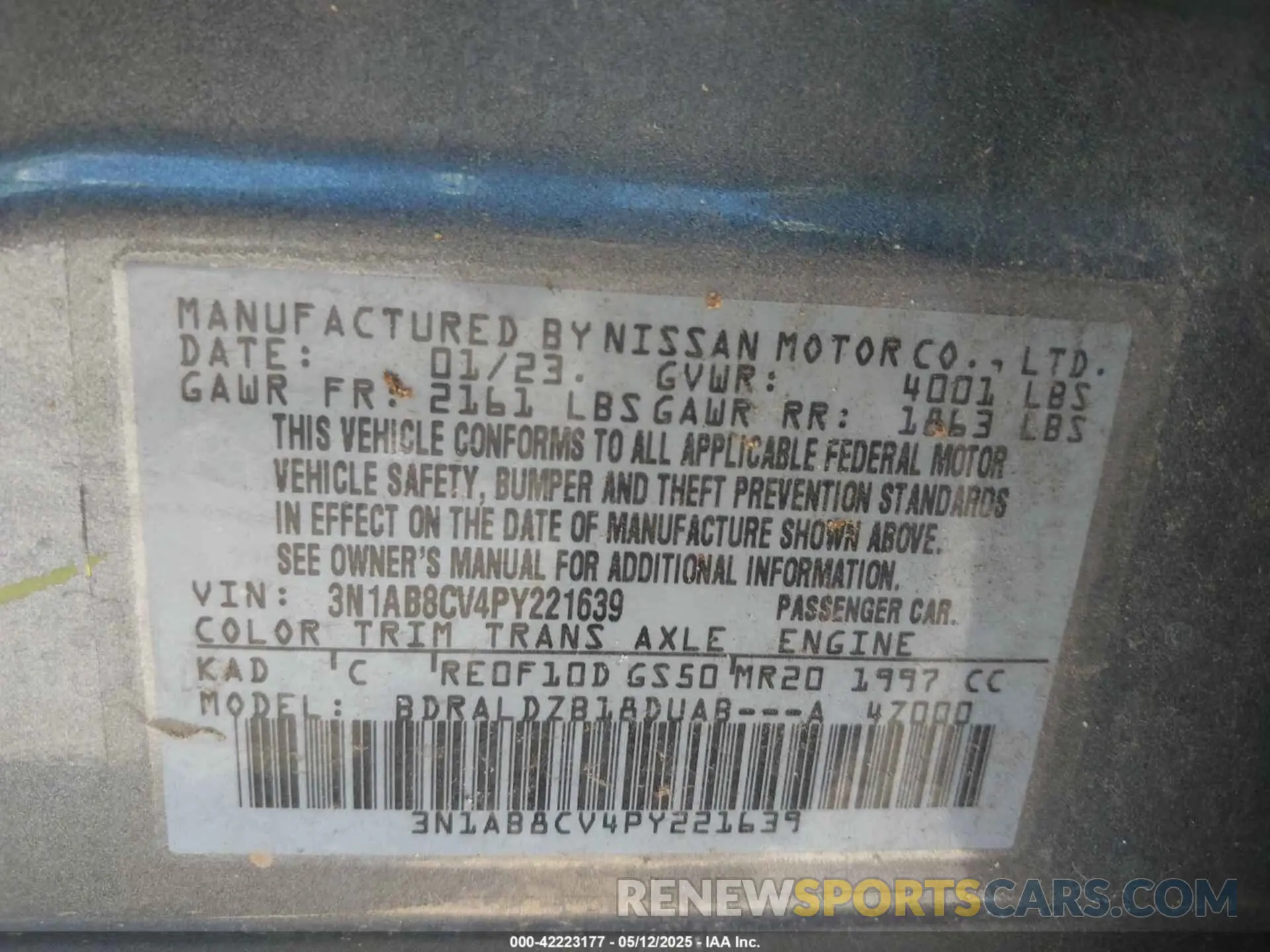 9 Photograph of a damaged car 3N1AB8CV4PY221639 NISSAN SENTRA 2023