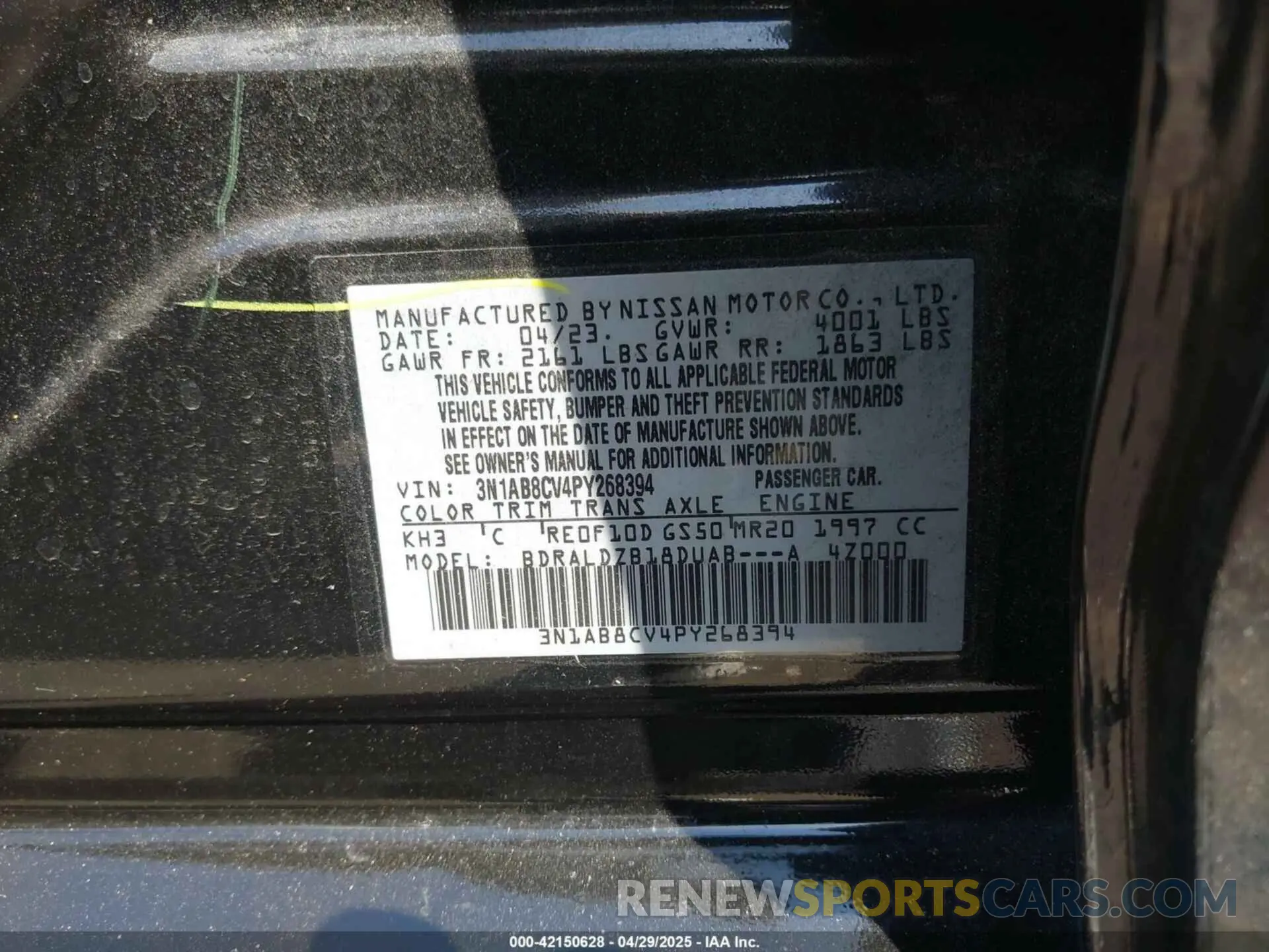 9 Photograph of a damaged car 3N1AB8CV4PY268394 NISSAN SENTRA 2023